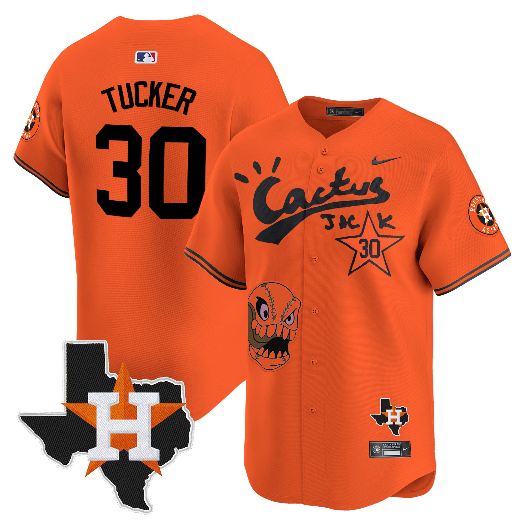 Men's Houston Astros Cactus Jack Patch Vapor Premier Limited Jersey - All Stitched