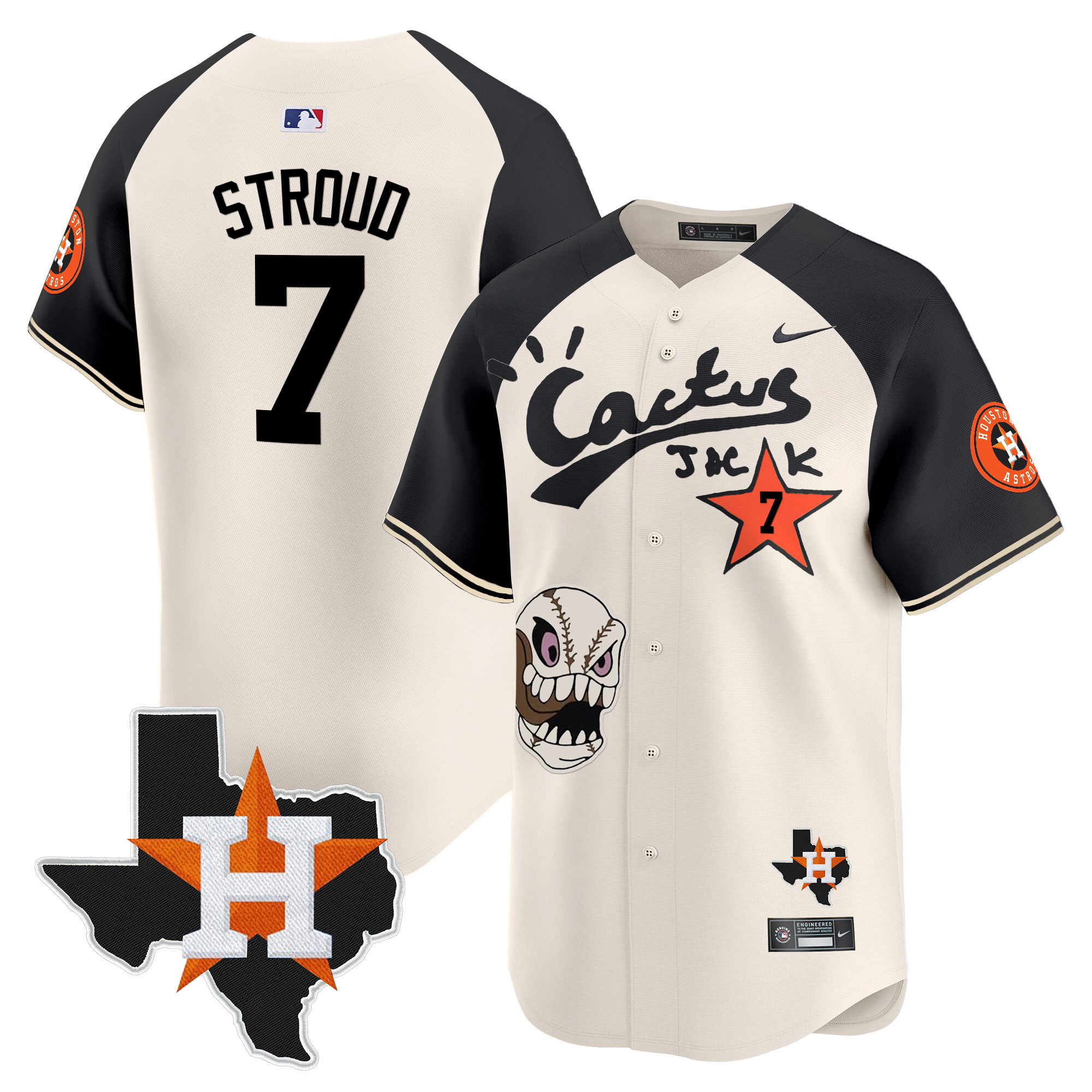 Men's Houston Astros Cactus Jack Patch Vapor Premier Limited Jersey - All Stitched