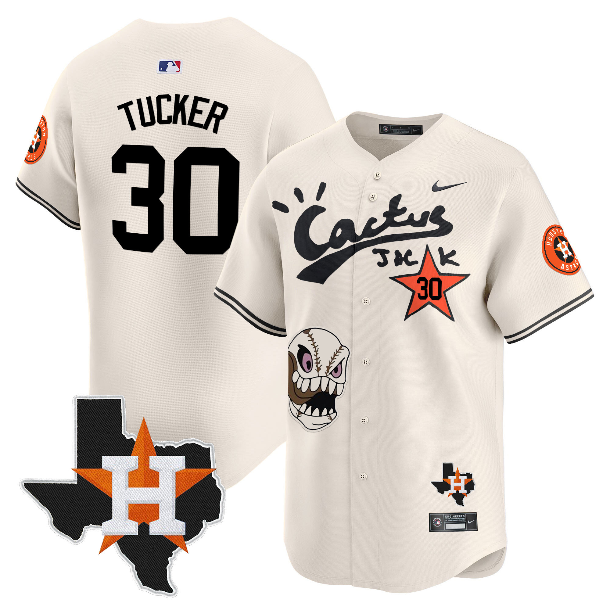 Men's Houston Astros Cactus Jack Patch Vapor Premier Limited Jersey - All Stitched