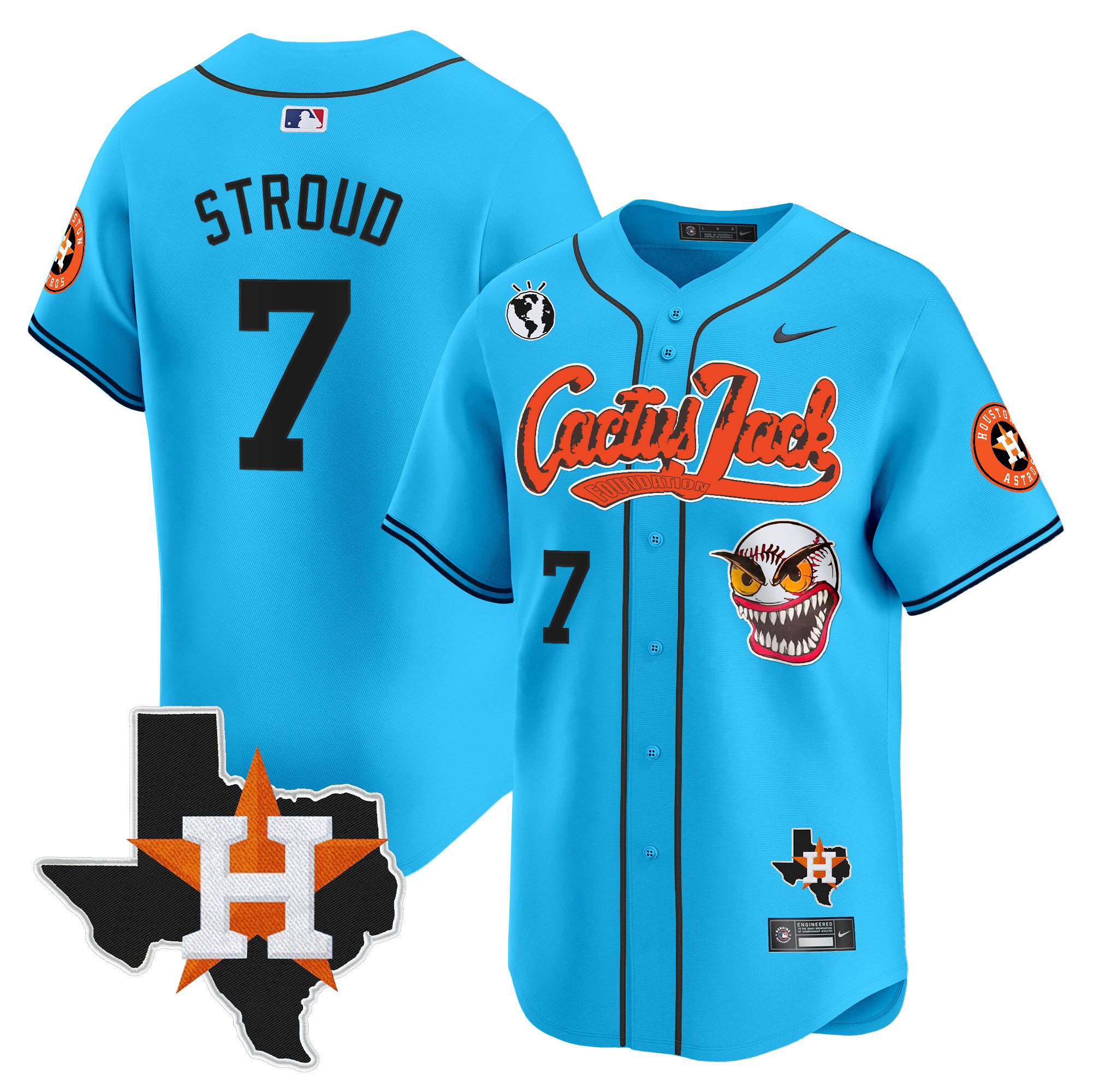 Men's Houston Astros Cactus Jack Patch Vapor Premier Limited Jersey V12 - Stitched