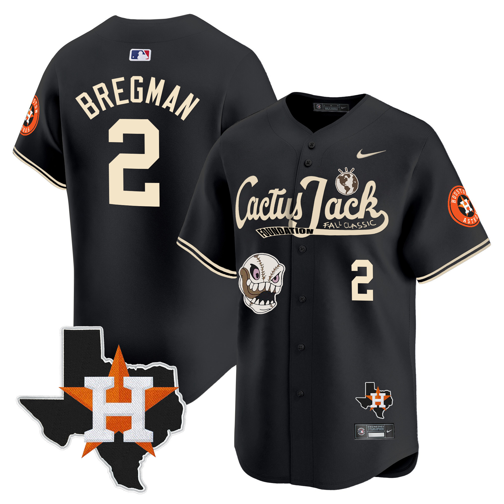 Men's Houston Astros Cactus Jack Patch Vapor Premier Limited Jersey V8 - Stitched