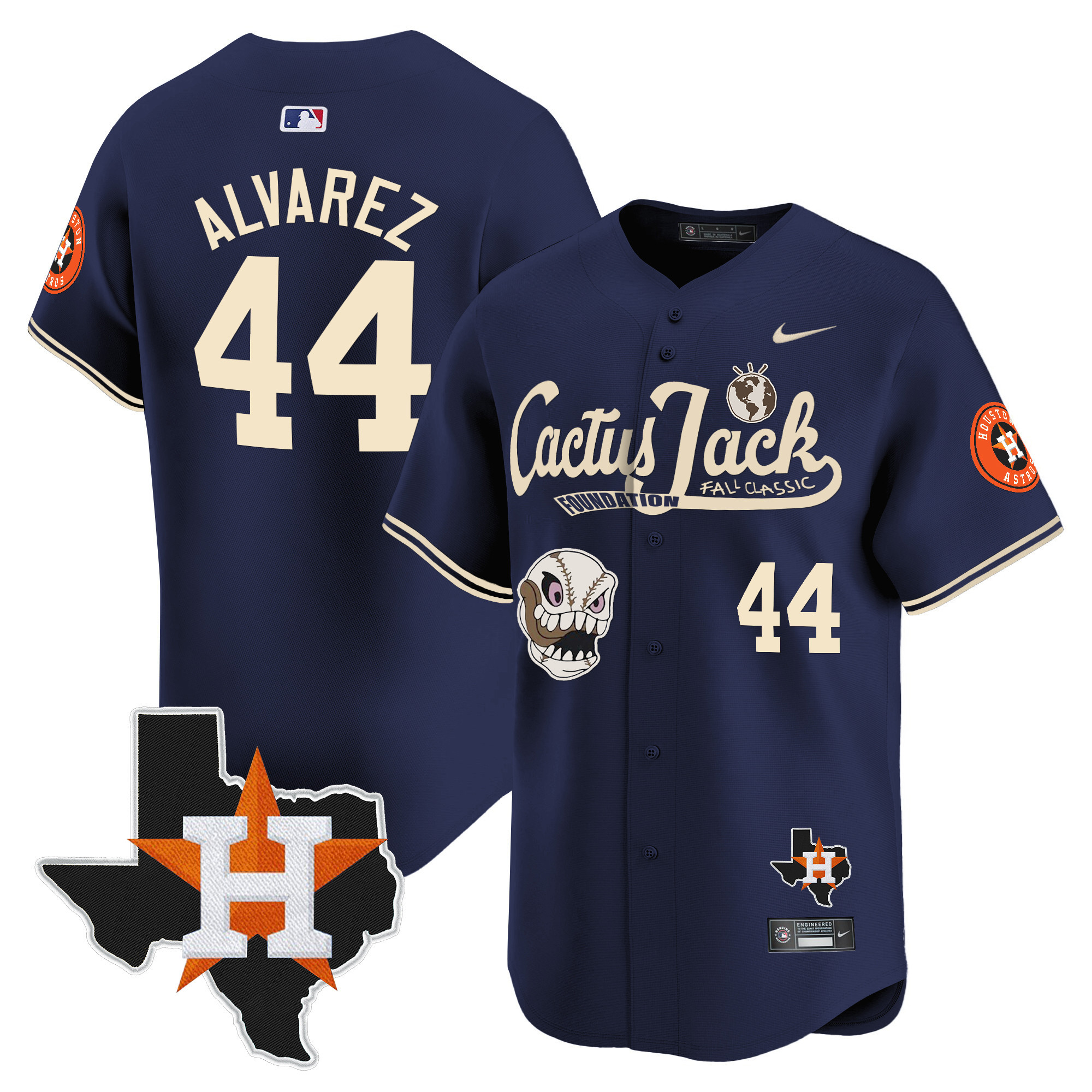 Men's Houston Astros Cactus Jack Patch Vapor Premier Limited Jersey V8 - Stitched