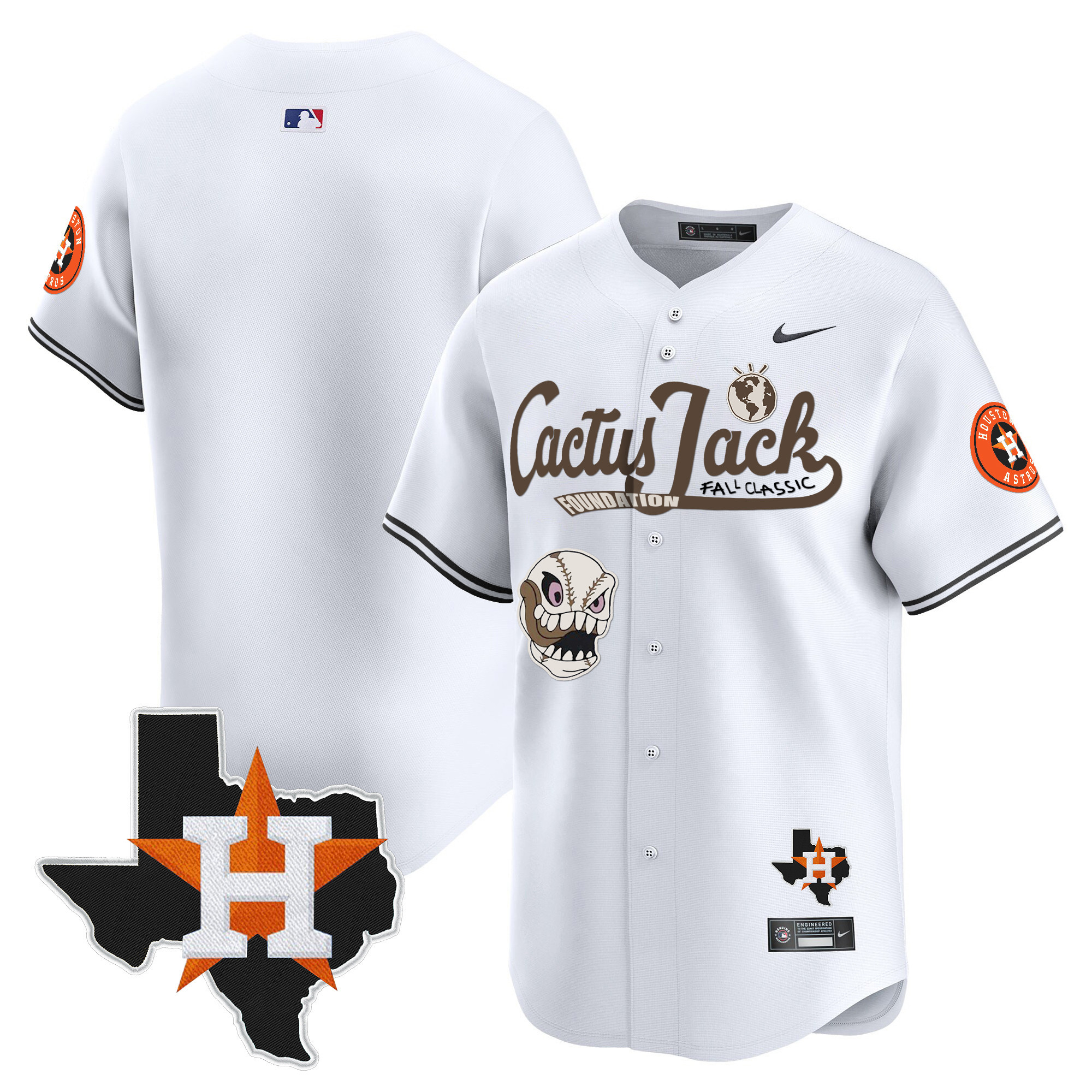Men's Houston Astros Cactus Jack Patch Vapor Premier Limited Jersey V8 - Stitched