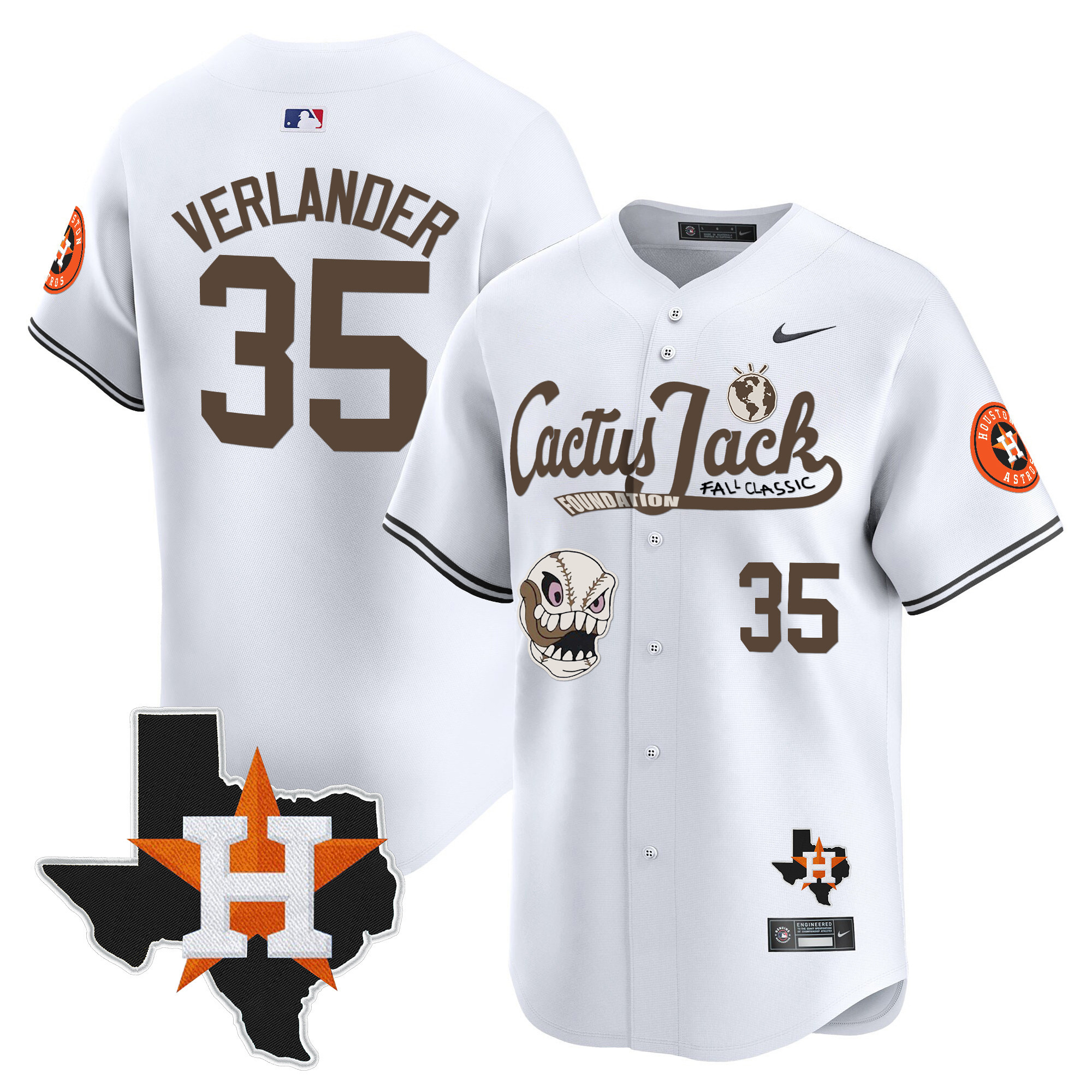 Men's Houston Astros Cactus Jack Patch Vapor Premier Limited Jersey V8 - Stitched