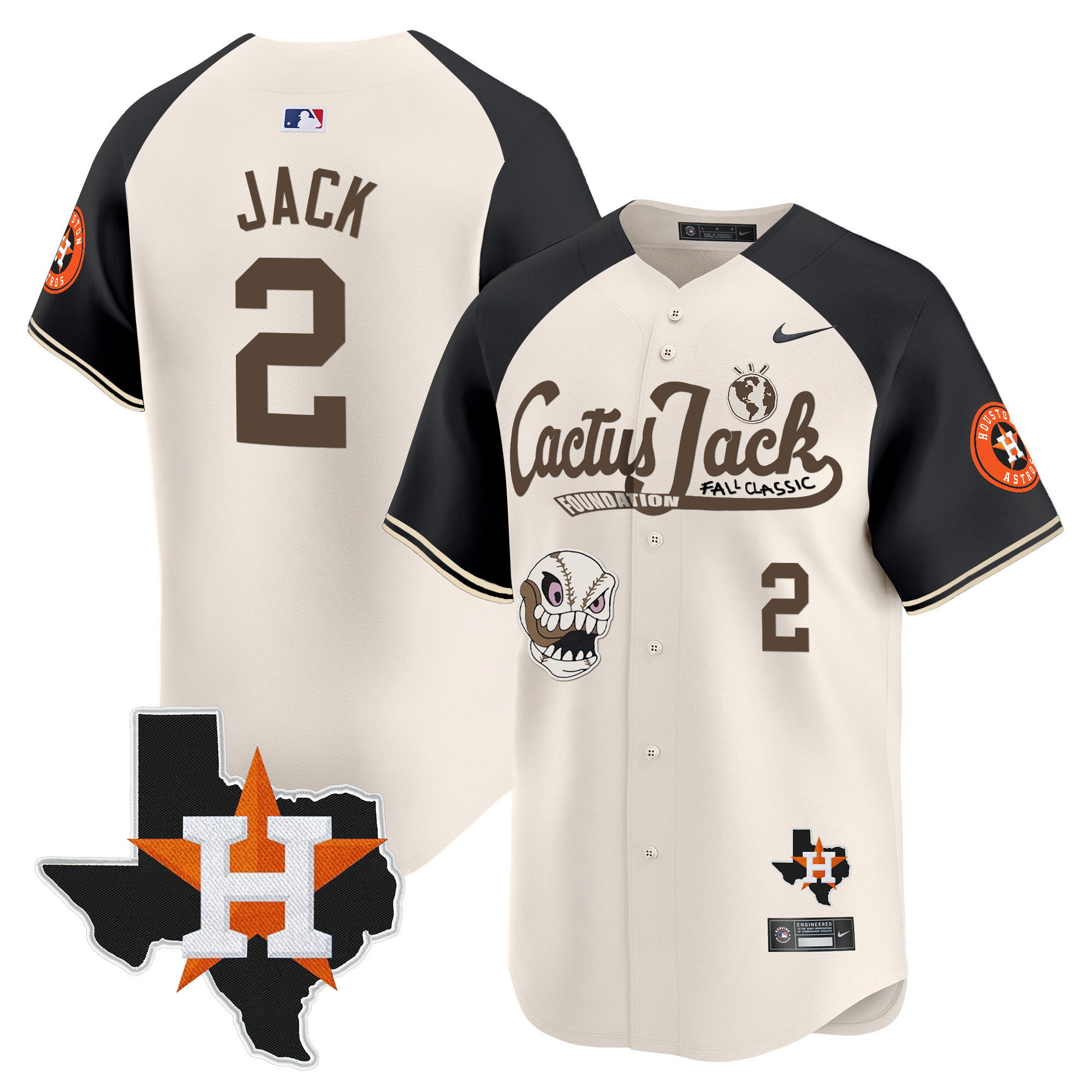Men's Houston Astros Cactus Jack Patch Vapor Premier Limited Jersey V8 - Stitched