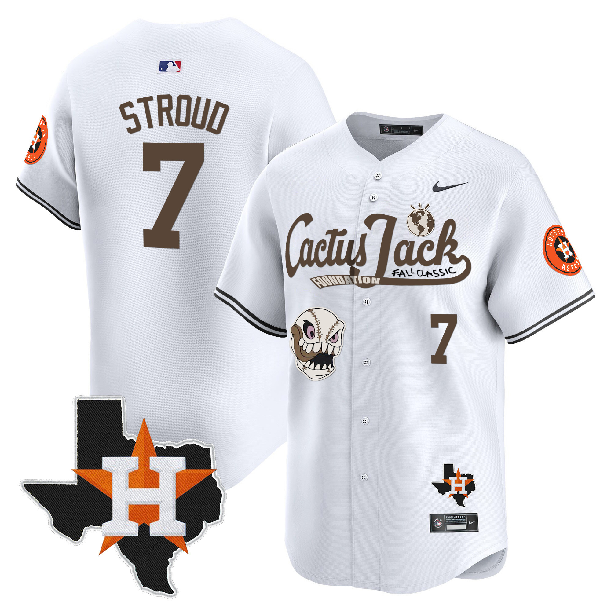Men's Houston Astros Cactus Jack Patch Vapor Premier Limited Jersey V8 - Stitched