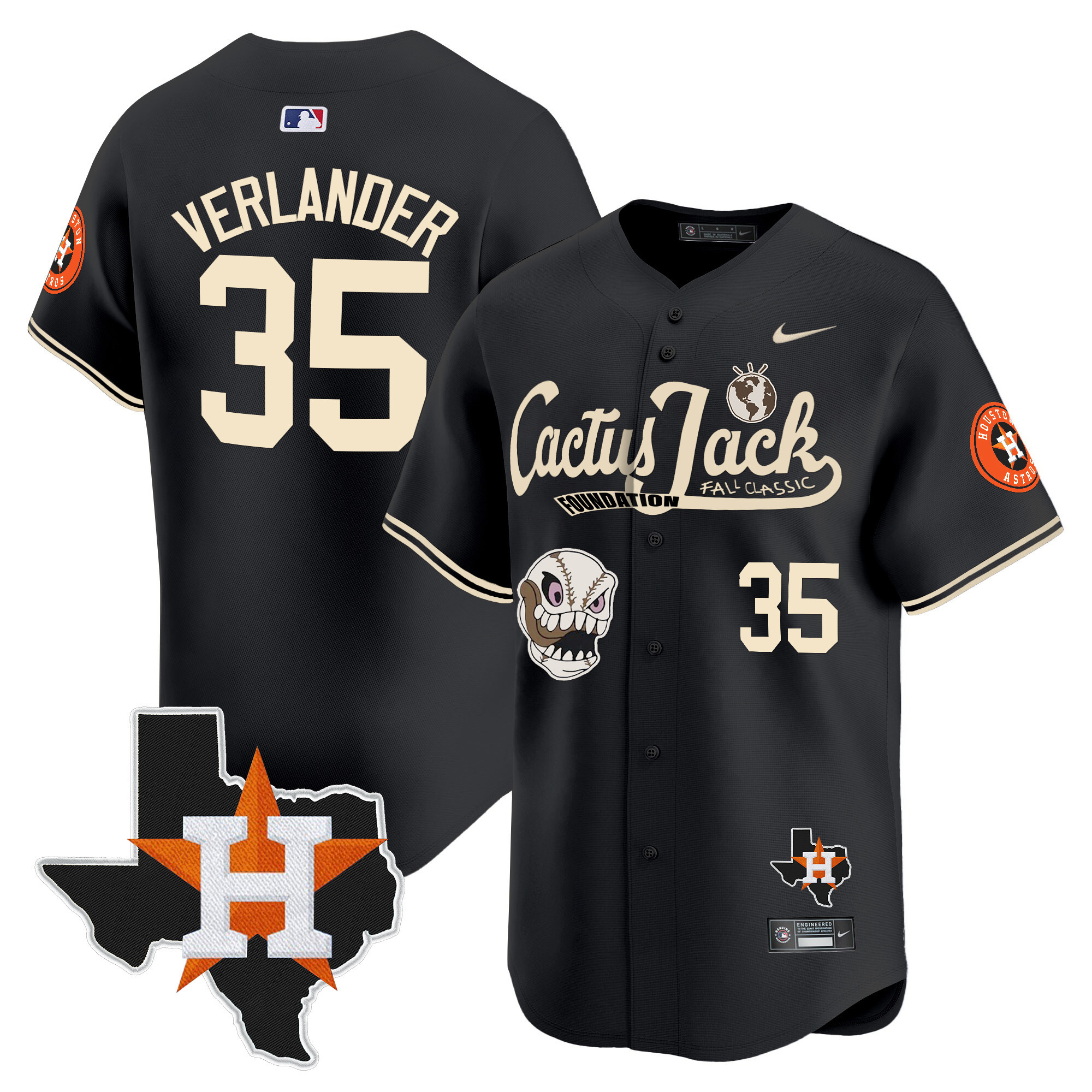Men's Houston Astros Cactus Jack Patch Vapor Premier Limited Jersey V8 - Stitched