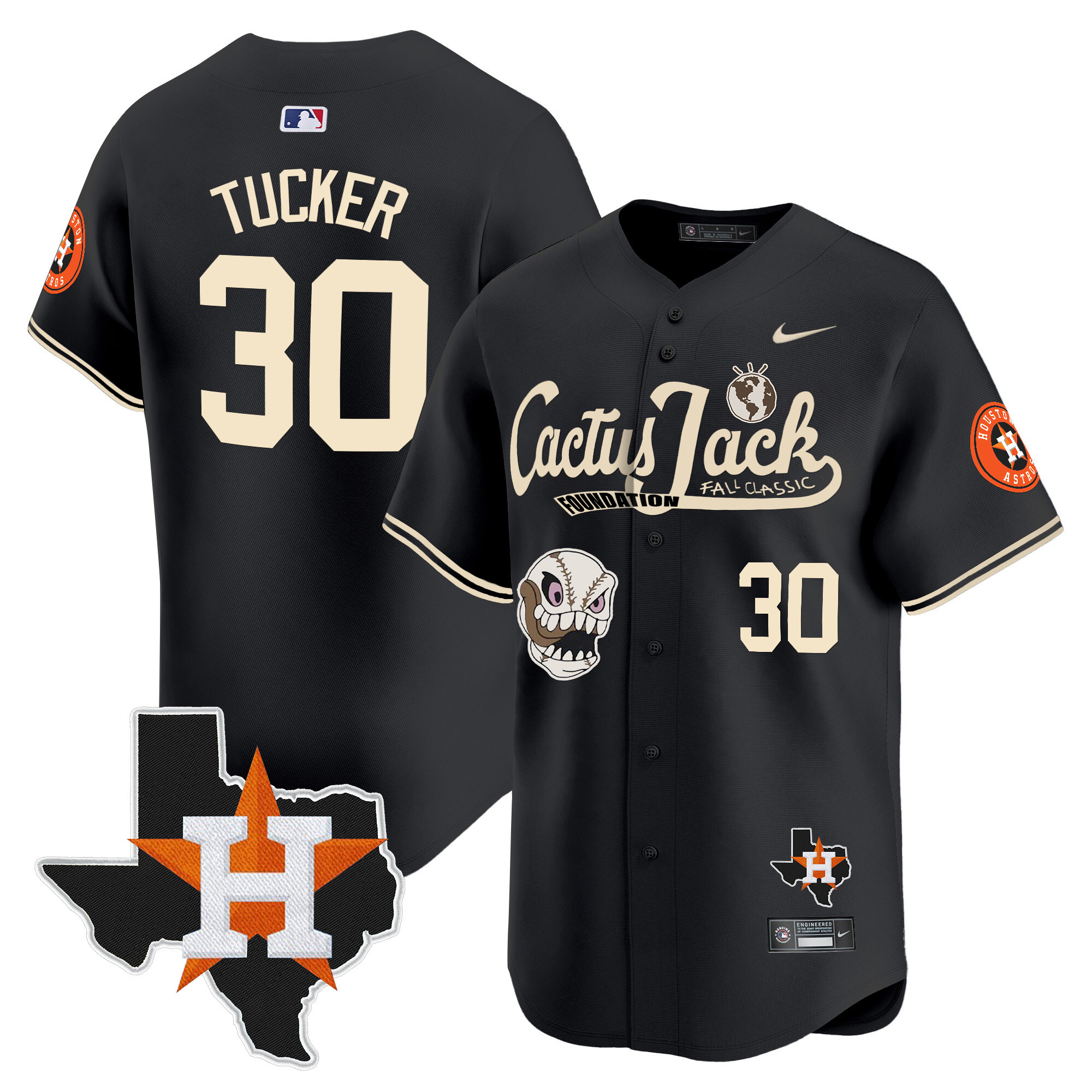 Men's Houston Astros Cactus Jack Patch Vapor Premier Limited Jersey V8 - Stitched