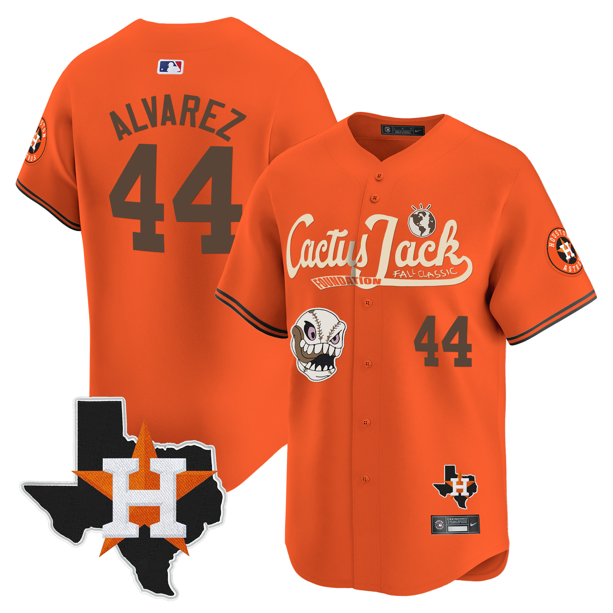 Men's Houston Astros Cactus Jack Patch Vapor Premier Limited Jersey V8 - Stitched