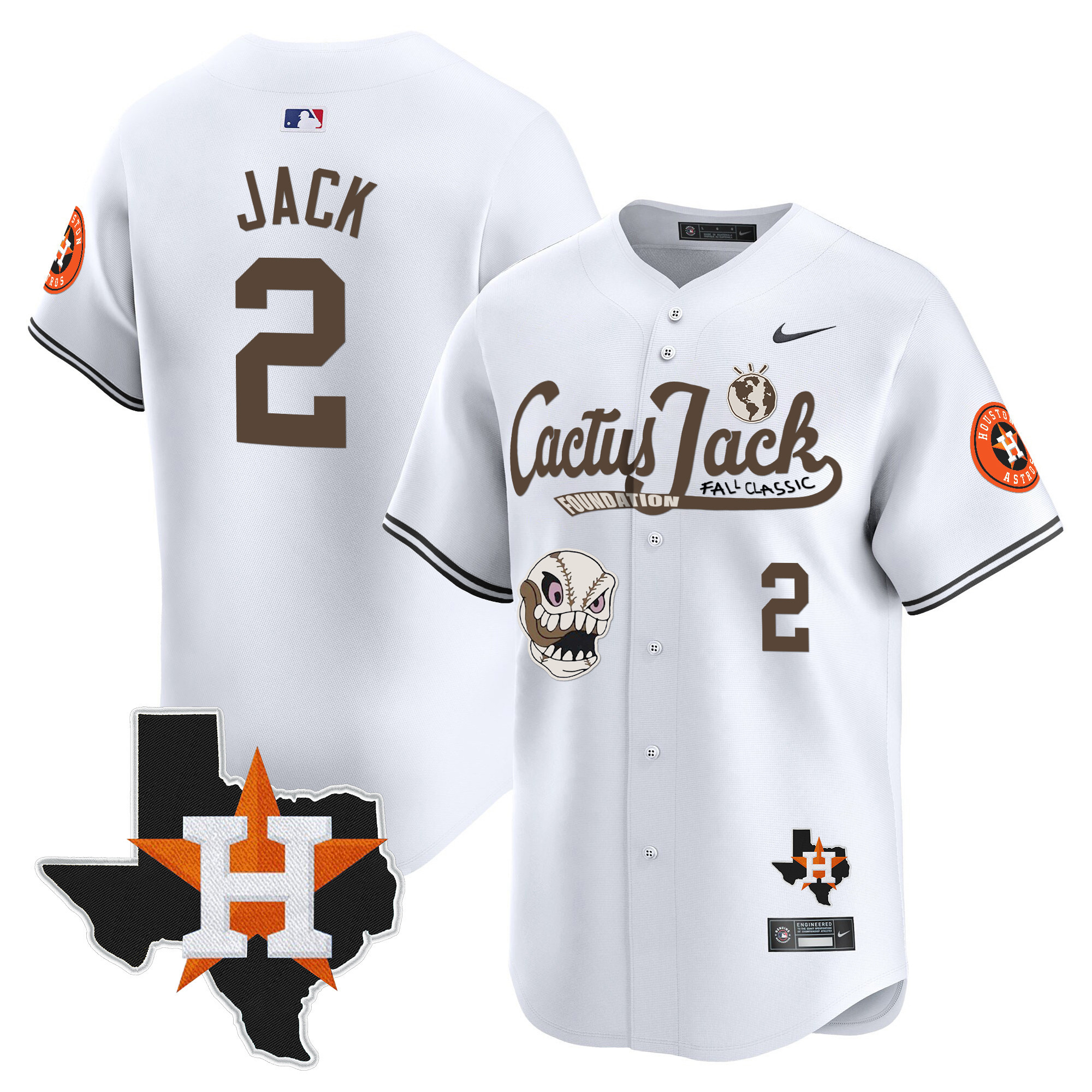 Men's Houston Astros Cactus Jack Patch Vapor Premier Limited Jersey V8 - Stitched