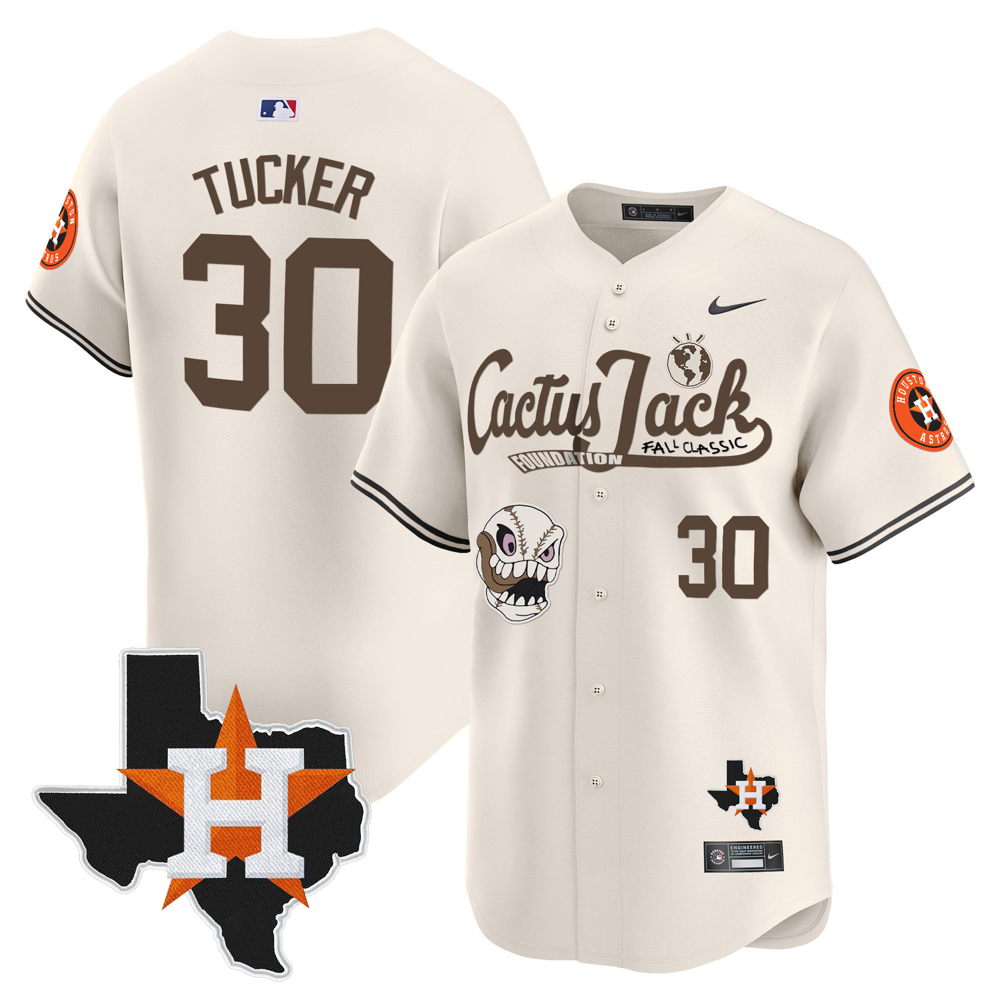 Men's Houston Astros Cactus Jack Patch Vapor Premier Limited Jersey V8 - Stitched