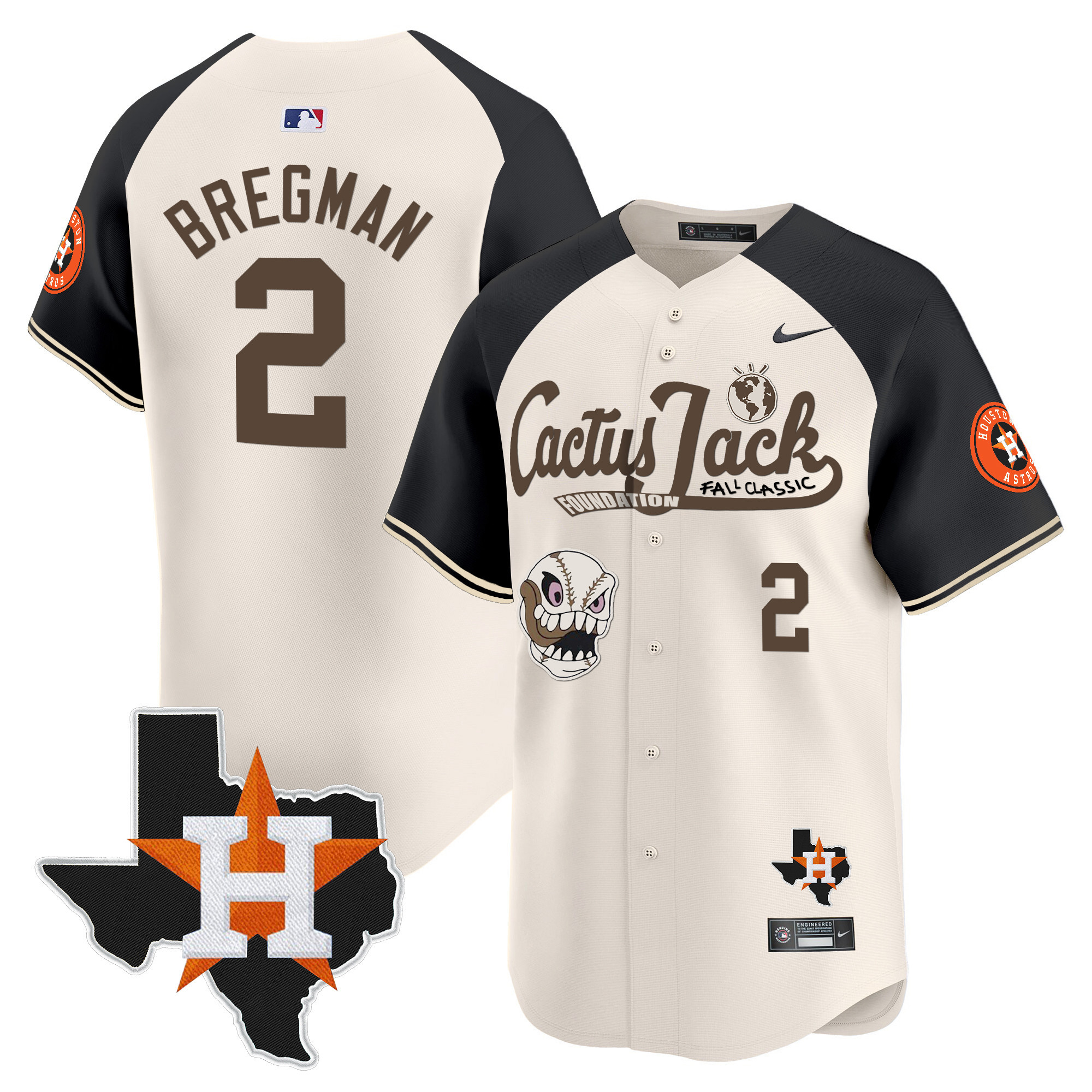 Men's Houston Astros Cactus Jack Patch Vapor Premier Limited Jersey V8 - Stitched