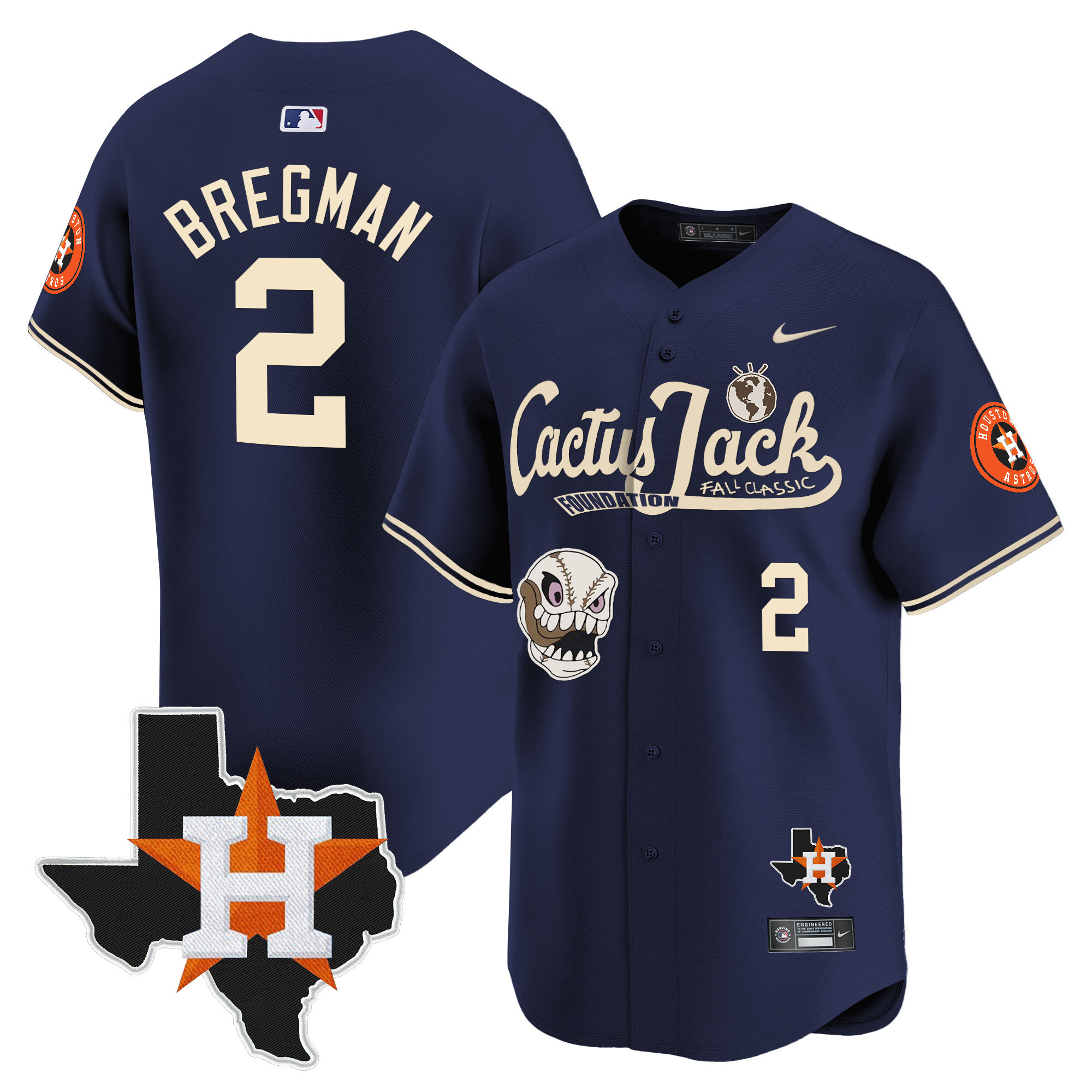 Men's Houston Astros Cactus Jack Patch Vapor Premier Limited Jersey V8 - Stitched