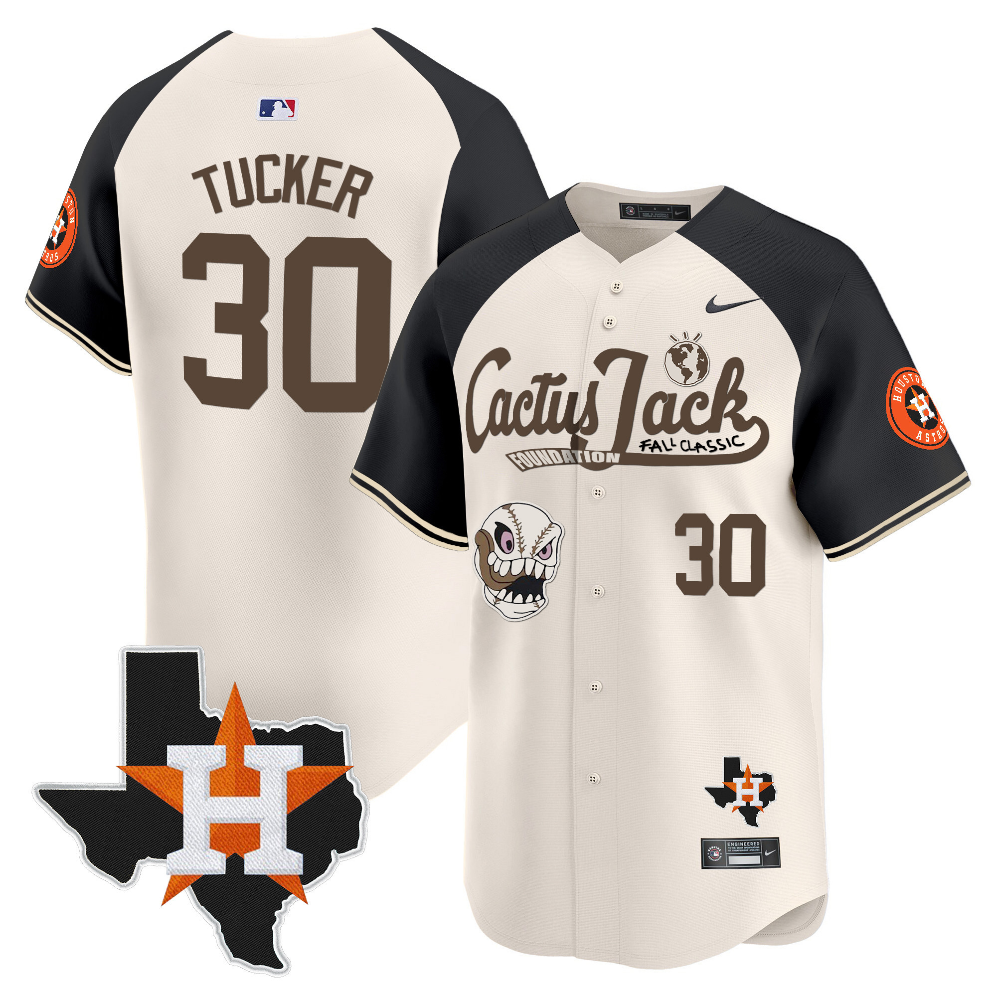 Men's Houston Astros Cactus Jack Patch Vapor Premier Limited Jersey V8 - Stitched