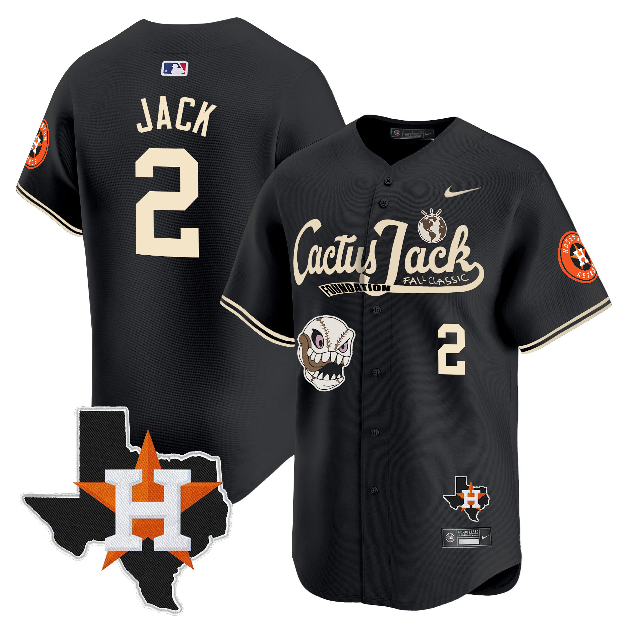 Men's Houston Astros Cactus Jack Patch Vapor Premier Limited Jersey V8 - Stitched