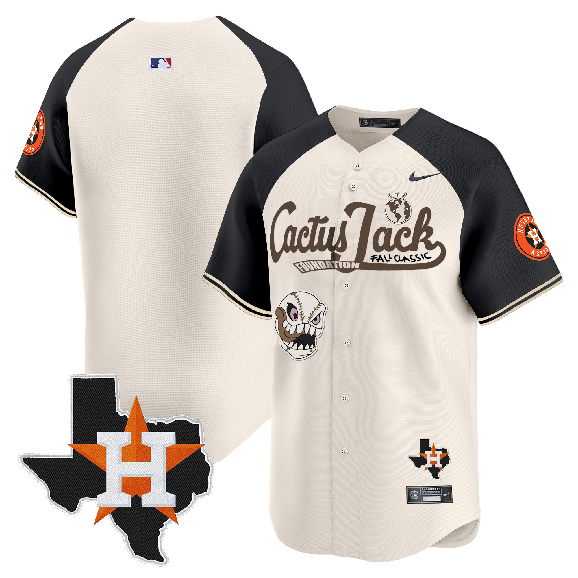 Men's Houston Astros Cactus Jack Patch Vapor Premier Limited Jersey V8 - Stitched