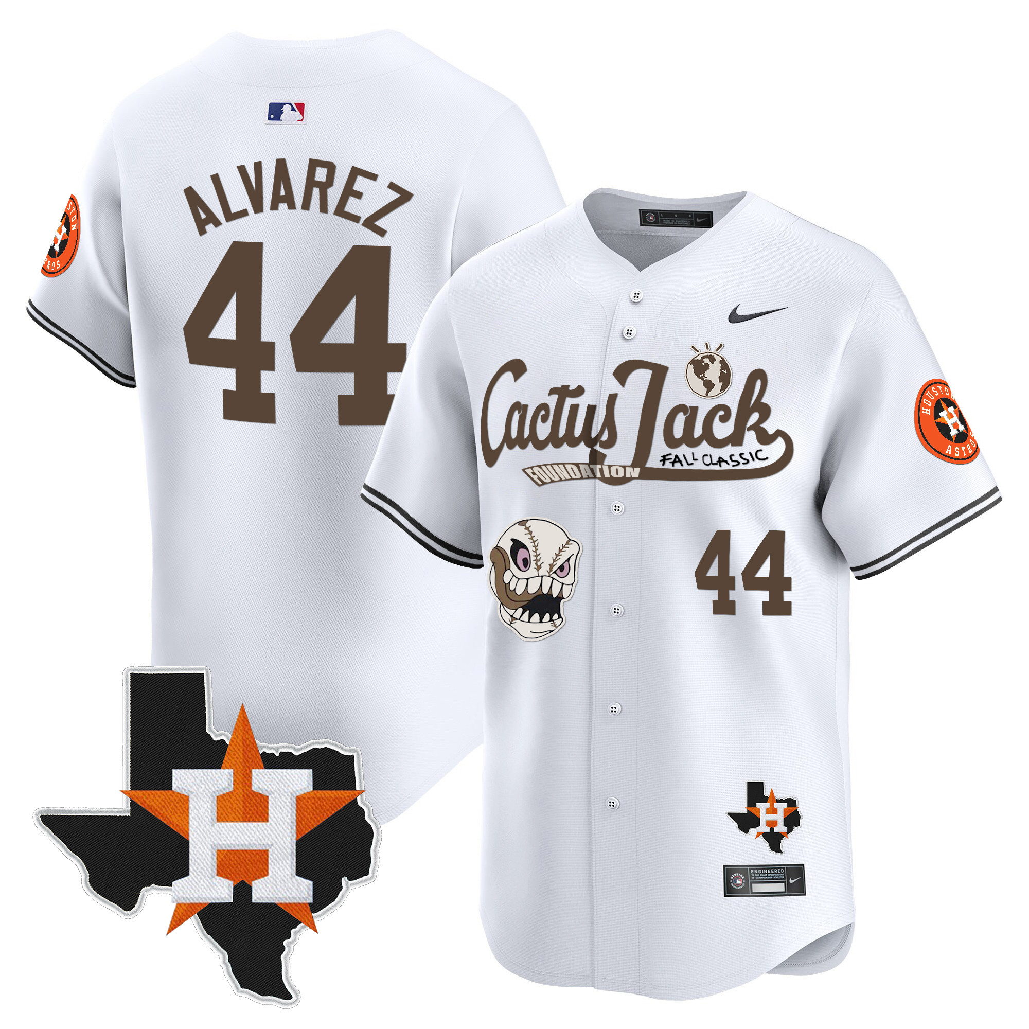Men's Houston Astros Cactus Jack Patch Vapor Premier Limited Jersey V8 - Stitched