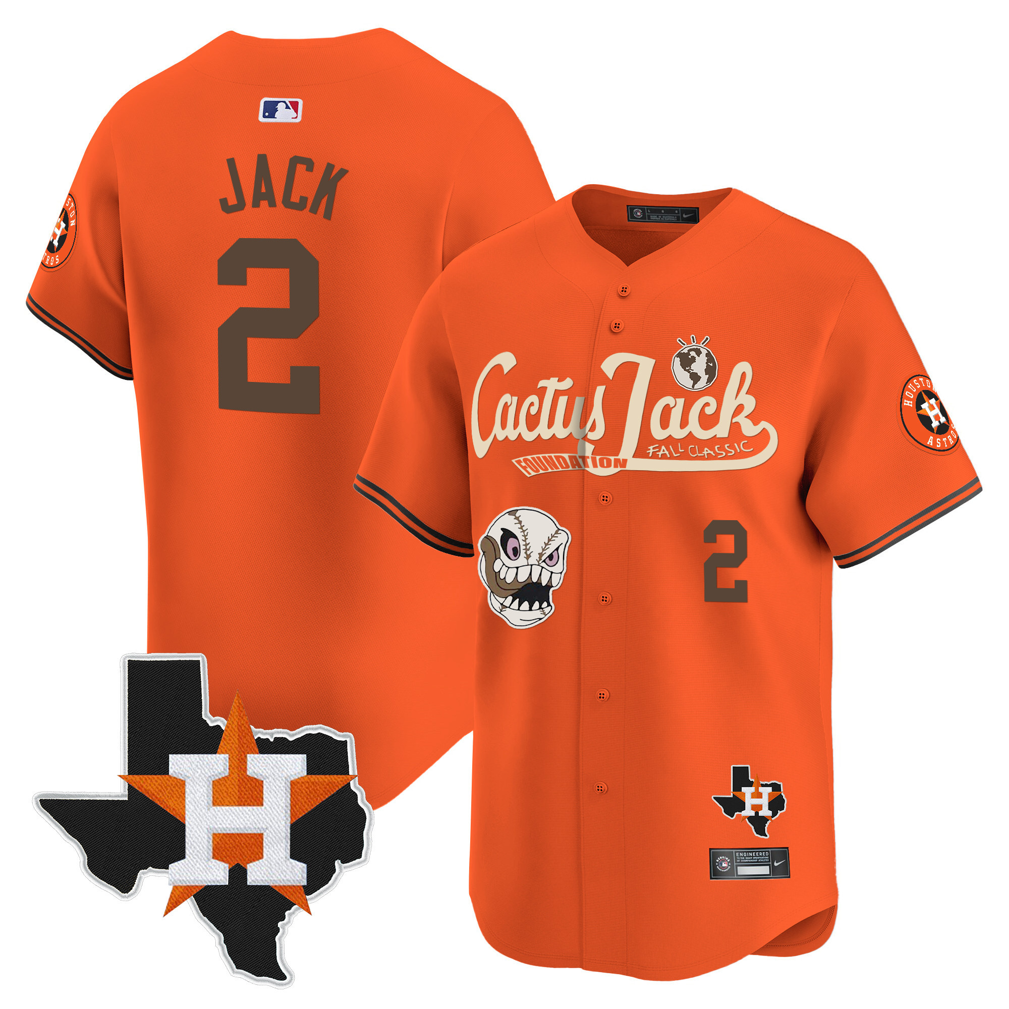 Men's Houston Astros Cactus Jack Patch Vapor Premier Limited Jersey V8 - Stitched