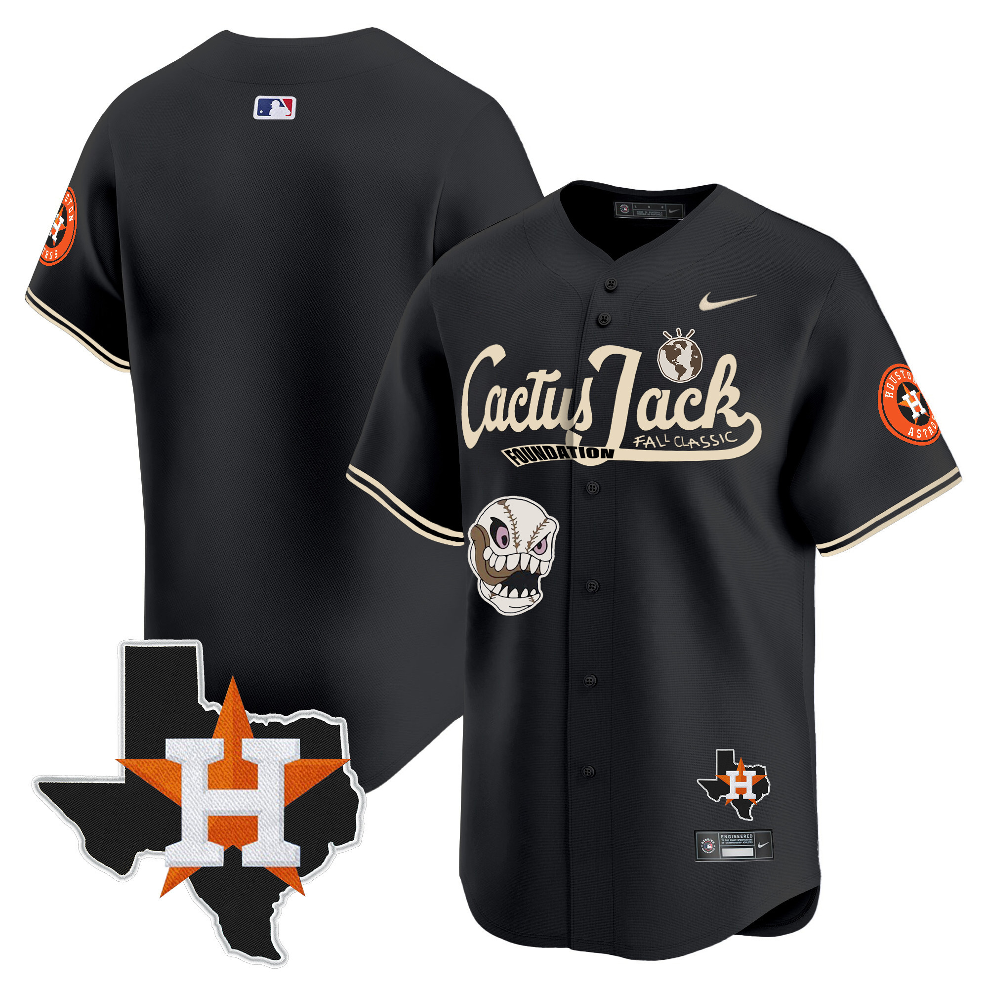 Men's Houston Astros Cactus Jack Patch Vapor Premier Limited Jersey V8 - Stitched