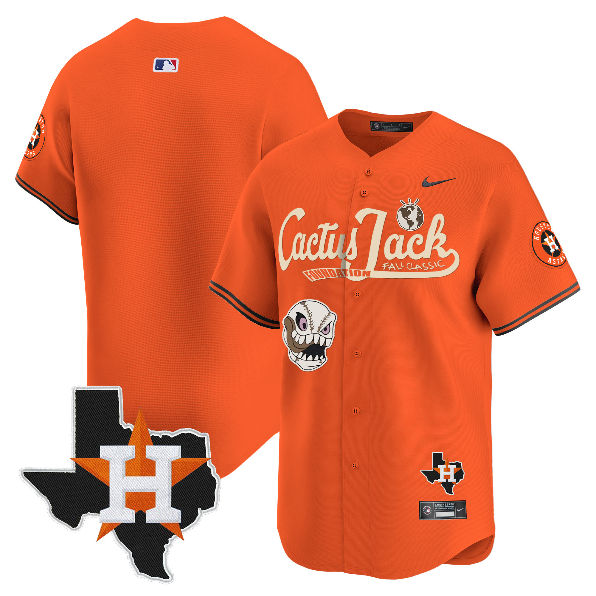Men's Houston Astros Cactus Jack Patch Vapor Premier Limited Jersey V8 - Stitched