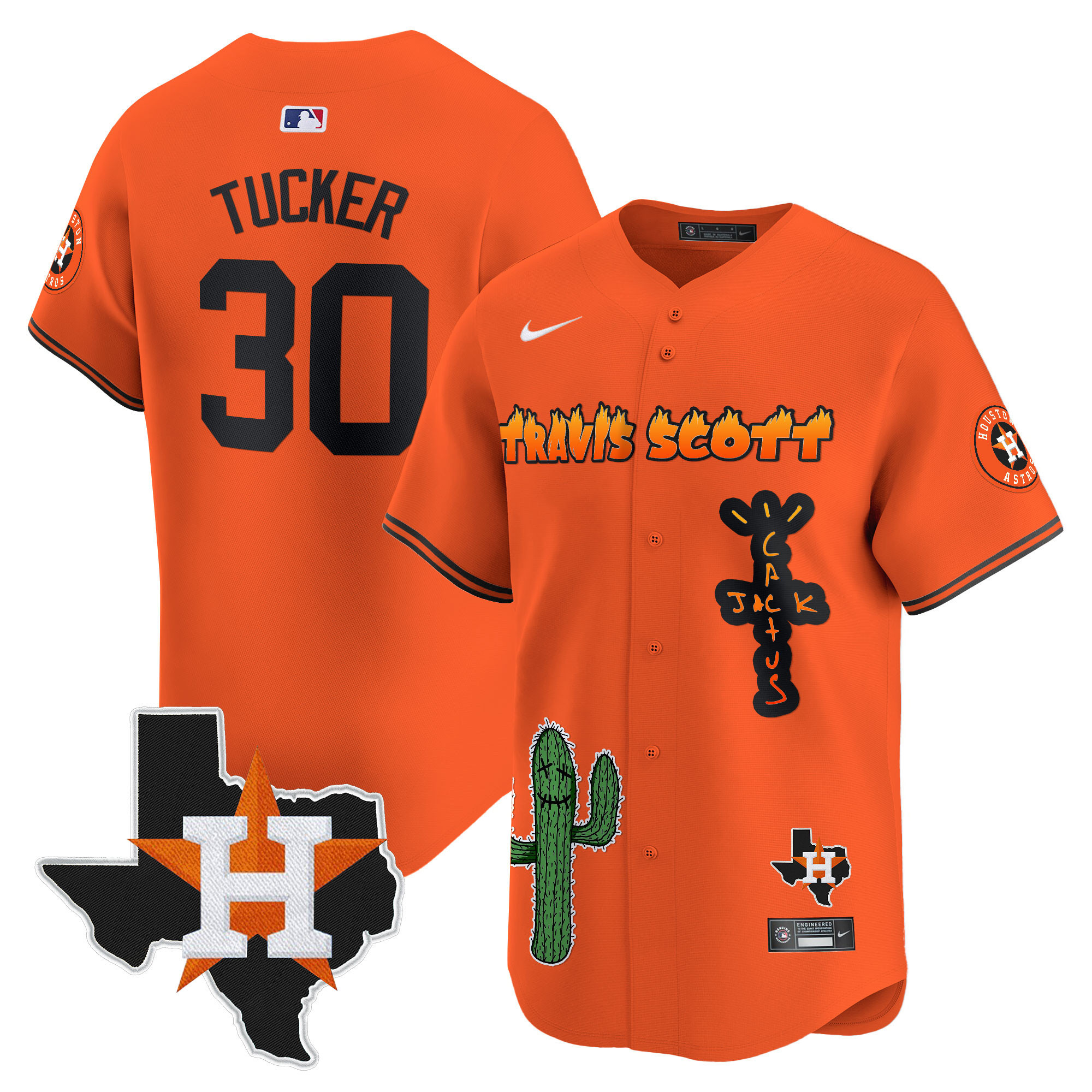 Men's Houston Astros Cactus Jack Patch Vapor Premier Limited Jersey V9 - Stitched