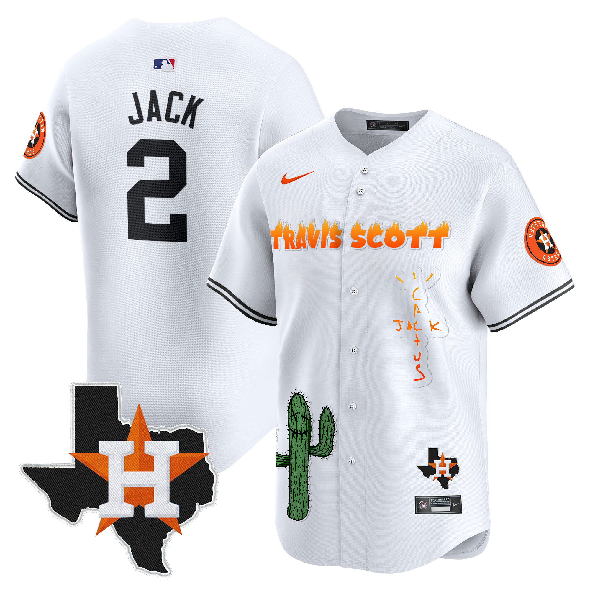Men's Houston Astros Cactus Jack Patch Vapor Premier Limited Jersey V9 - Stitched