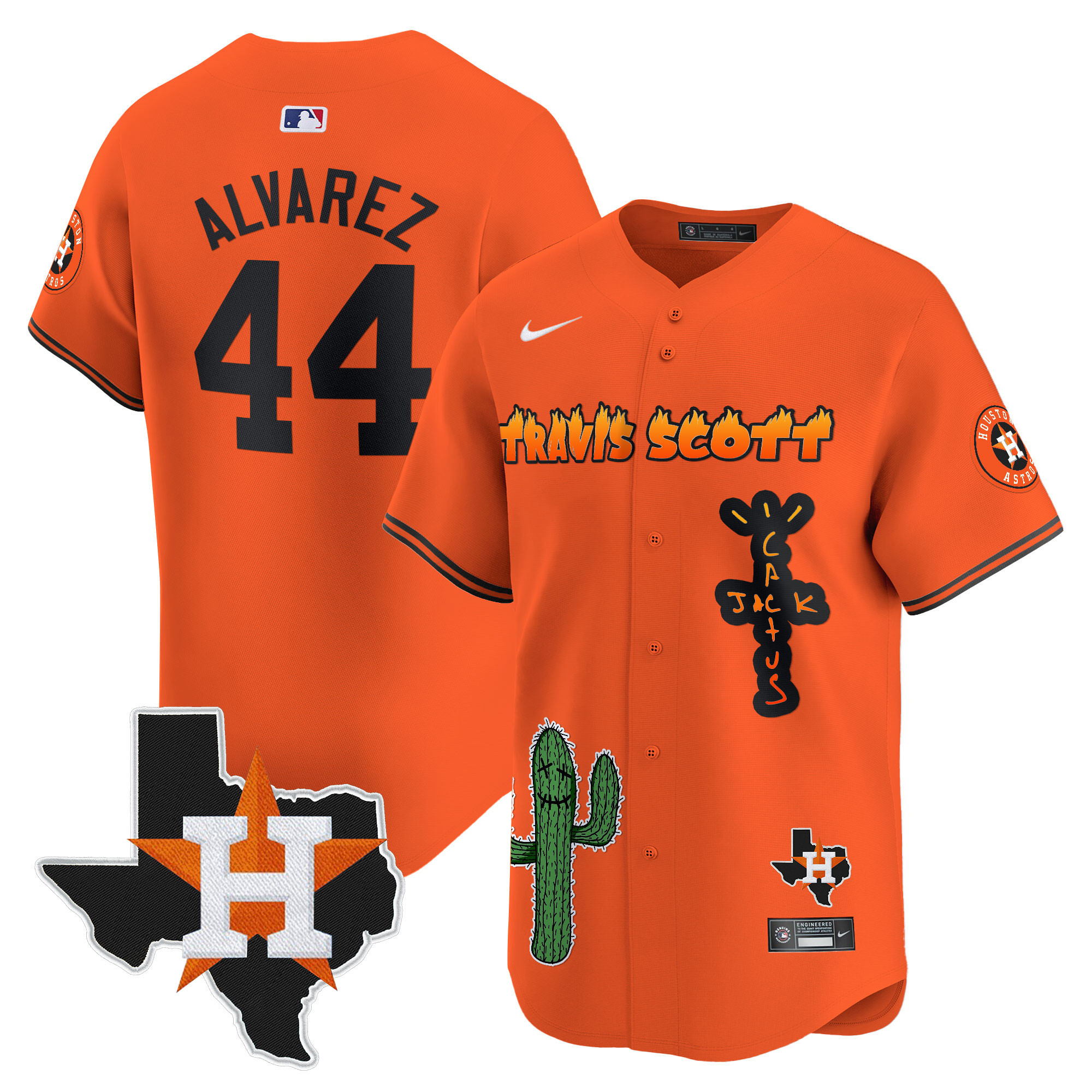 Men's Houston Astros Cactus Jack Patch Vapor Premier Limited Jersey V9 - Stitched