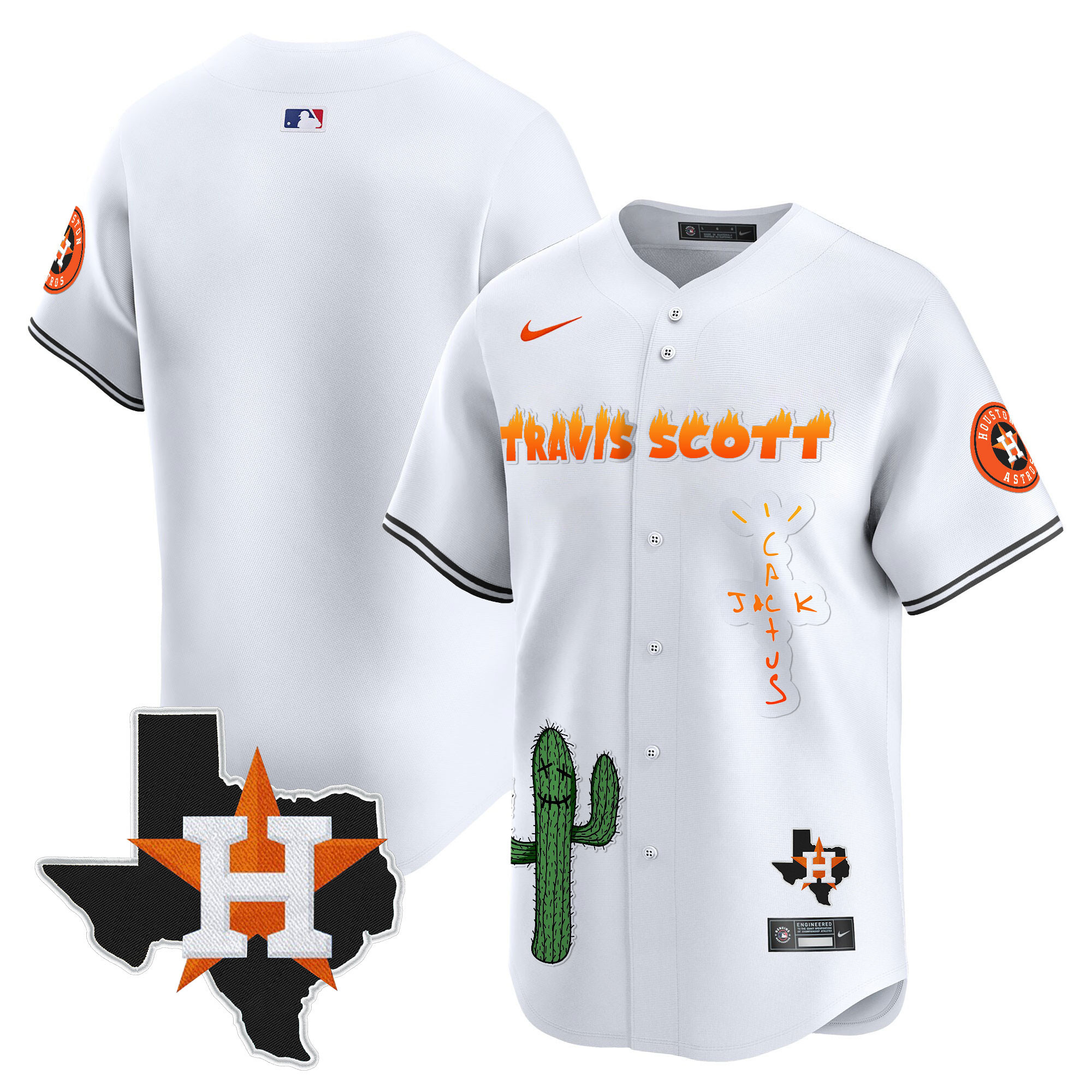 Men's Houston Astros Cactus Jack Patch Vapor Premier Limited Jersey V9 - Stitched