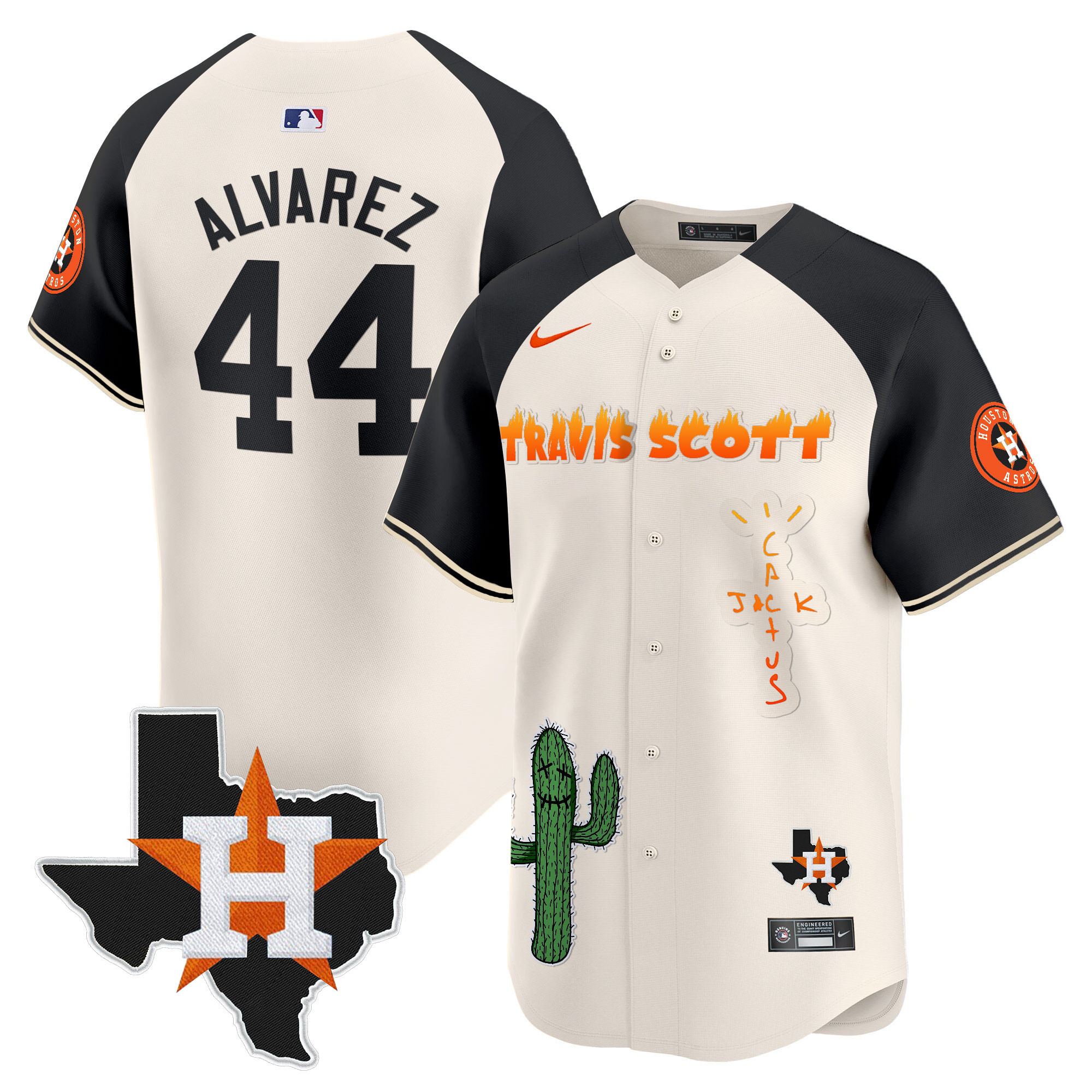 Men's Houston Astros Cactus Jack Patch Vapor Premier Limited Jersey V9 - Stitched