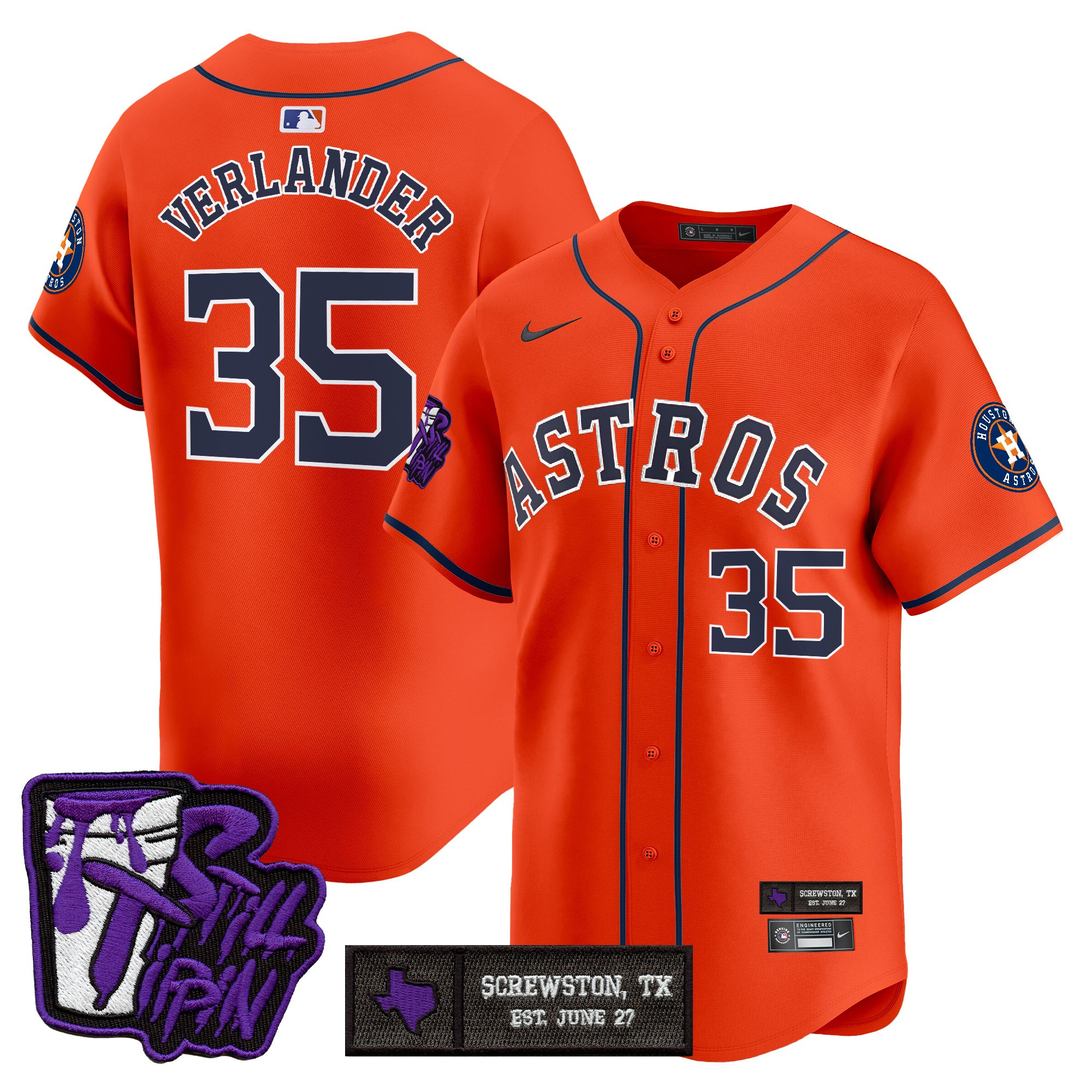 Men's Houston Astros DJ Screw Still Tippin Purple Patch Vapor Premier Limited Jersey - Stitched