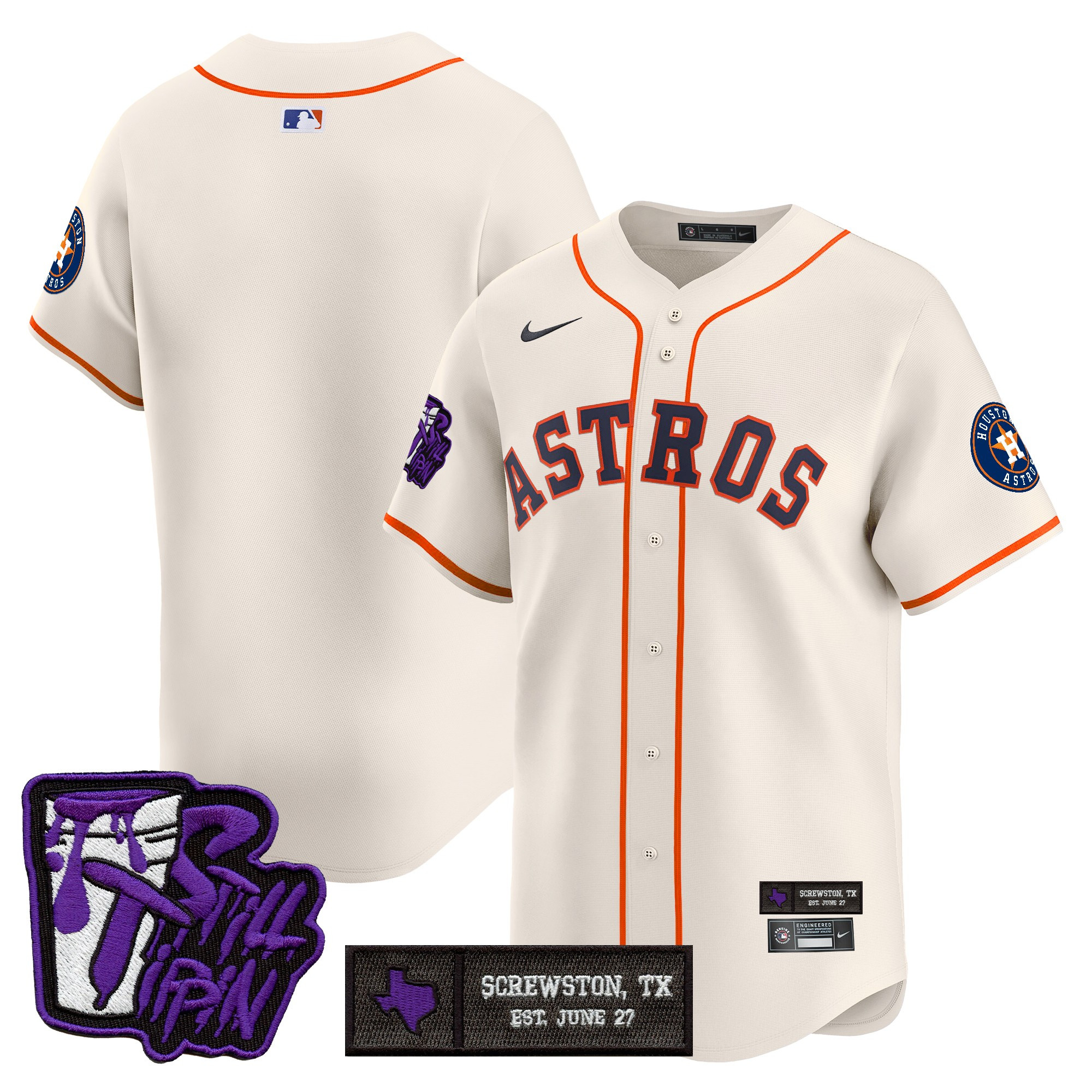 Men's Houston Astros DJ Screw Still Tippin Purple Patch Vapor Premier Limited Jersey - Stitched