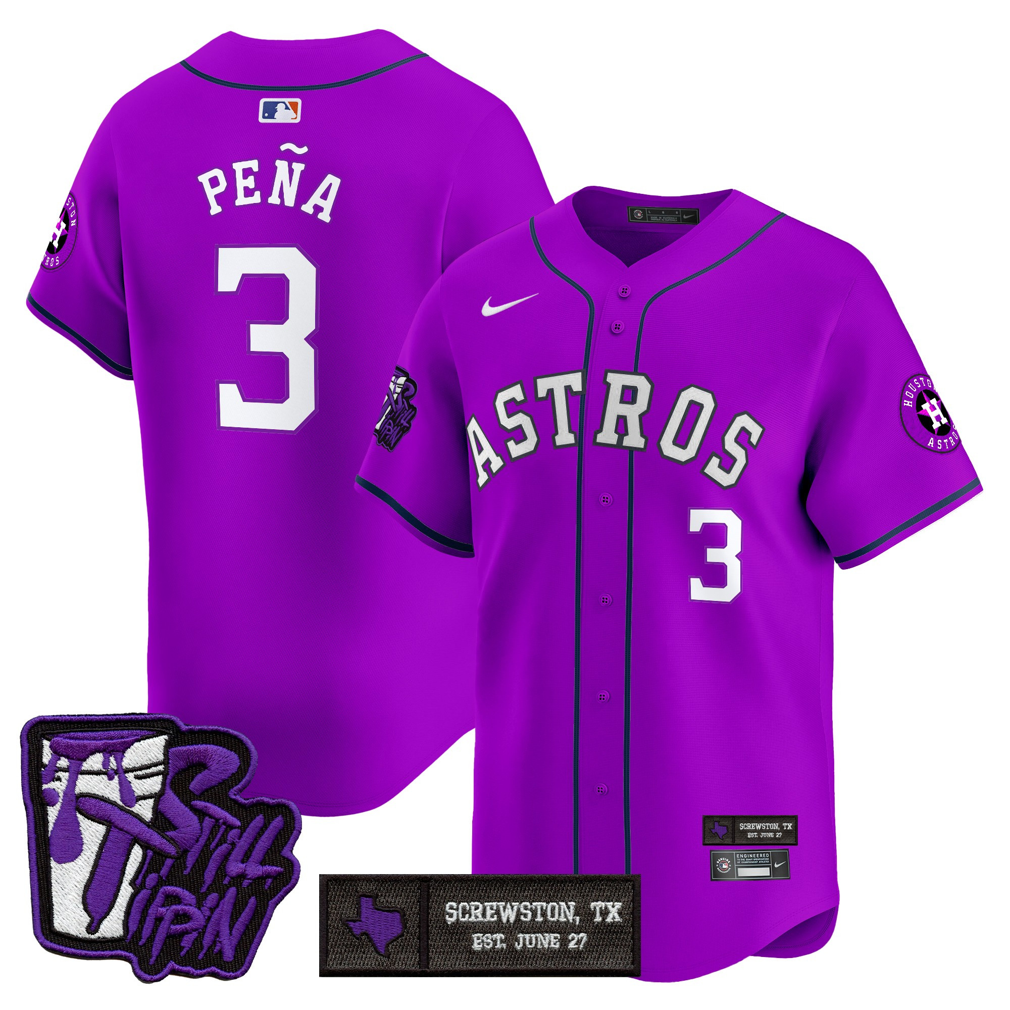 Men's Houston Astros DJ Screw Still Tippin Purple Patch Vapor Premier Limited Jersey - Stitched
