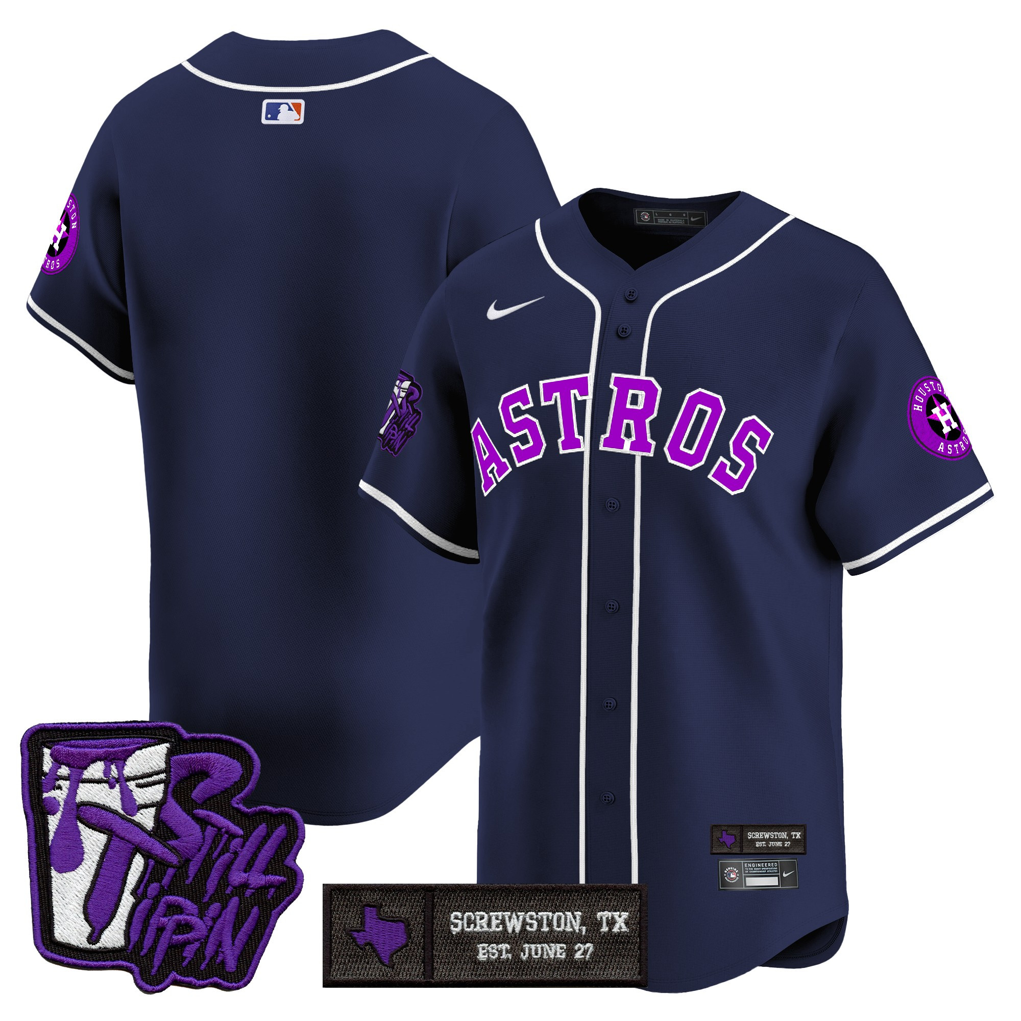 Men's Houston Astros DJ Screw Still Tippin Purple Patch Vapor Premier Limited Jersey - Stitched