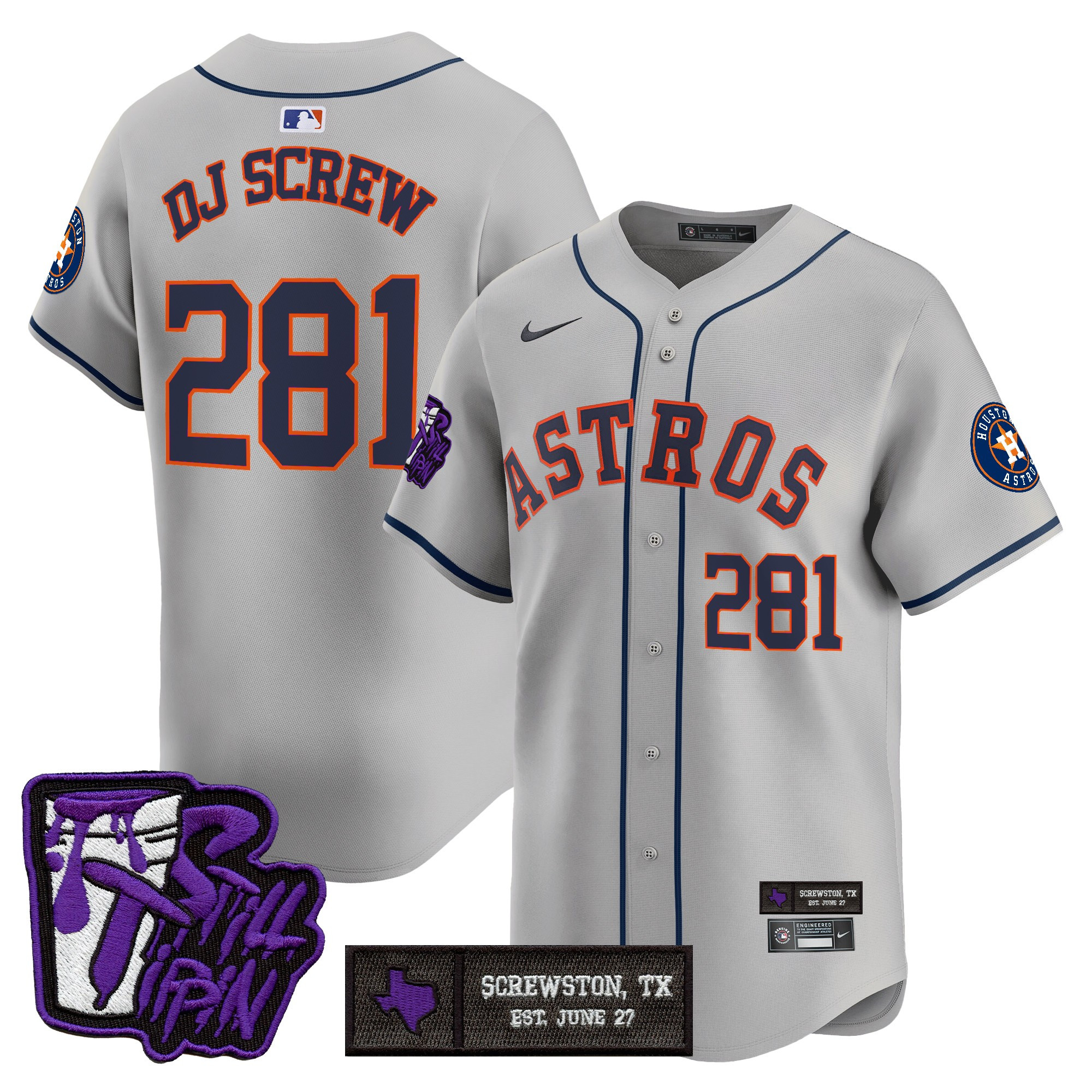 Men's Houston Astros DJ Screw Still Tippin Purple Patch Vapor Premier Limited Jersey - Stitched