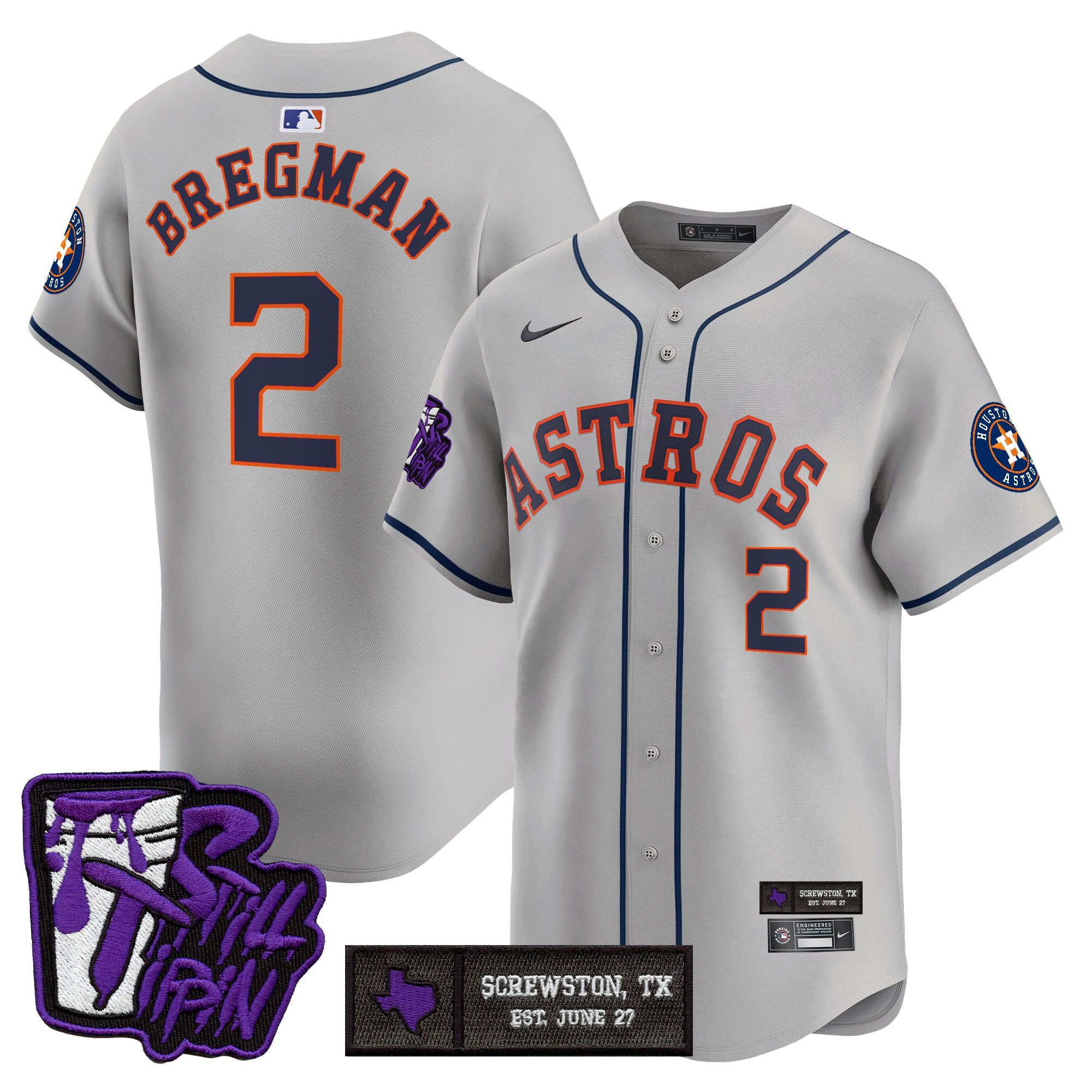 Men's Houston Astros DJ Screw Still Tippin Purple Patch Vapor Premier Limited Jersey - Stitched