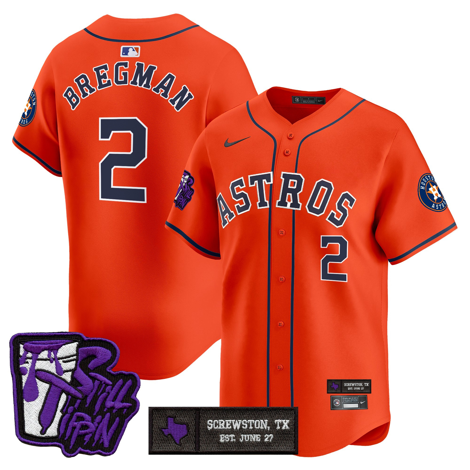 Men's Houston Astros DJ Screw Still Tippin Purple Patch Vapor Premier Limited Jersey - Stitched