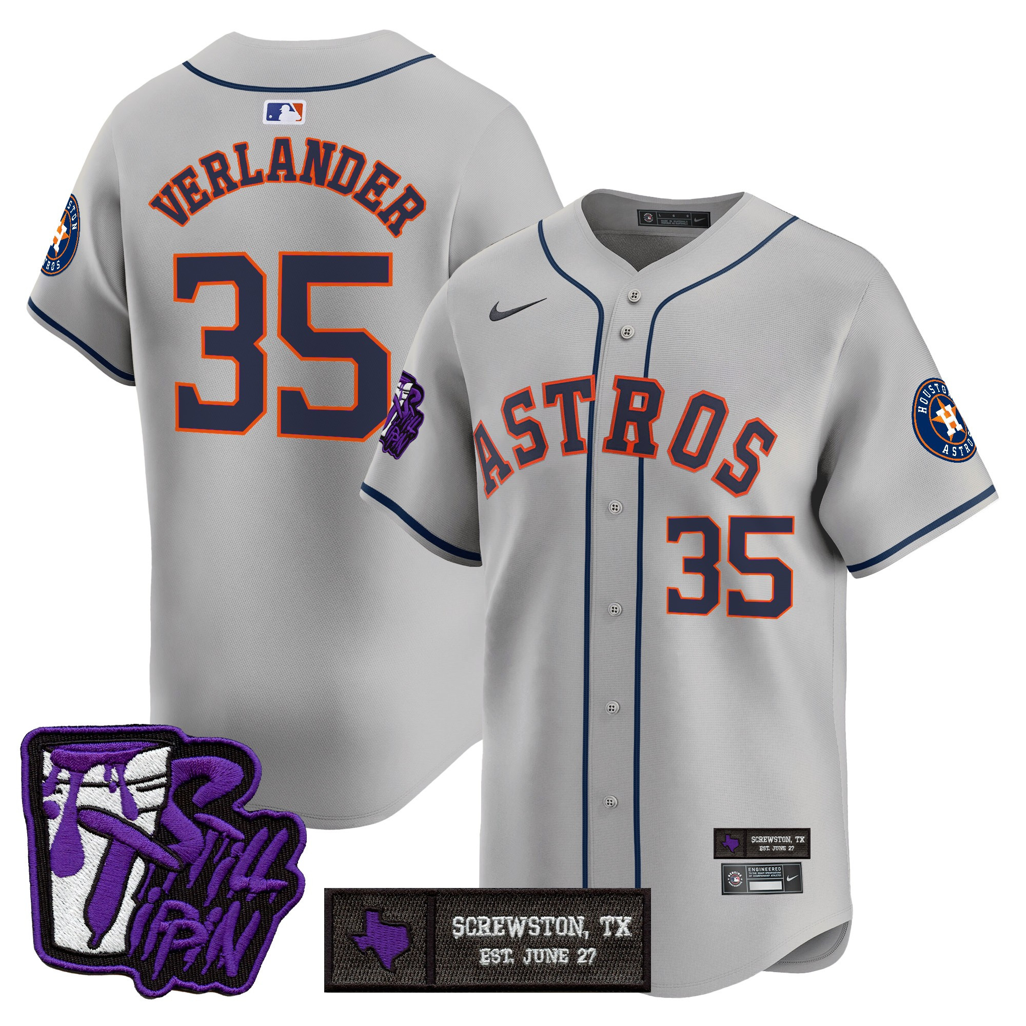 Men's Houston Astros DJ Screw Still Tippin Purple Patch Vapor Premier Limited Jersey - Stitched