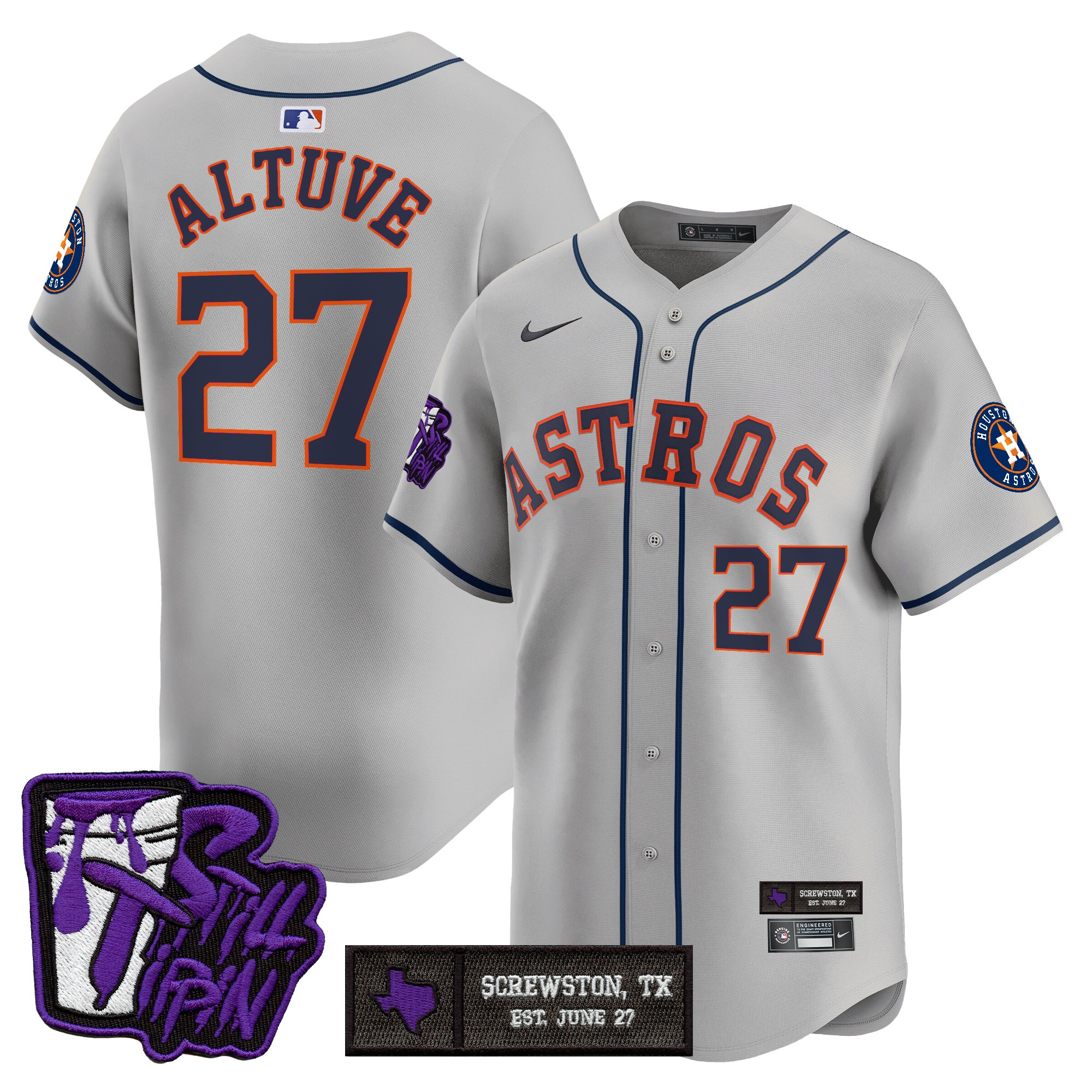 Men's Houston Astros DJ Screw Still Tippin Purple Patch Vapor Premier Limited Jersey - Stitched