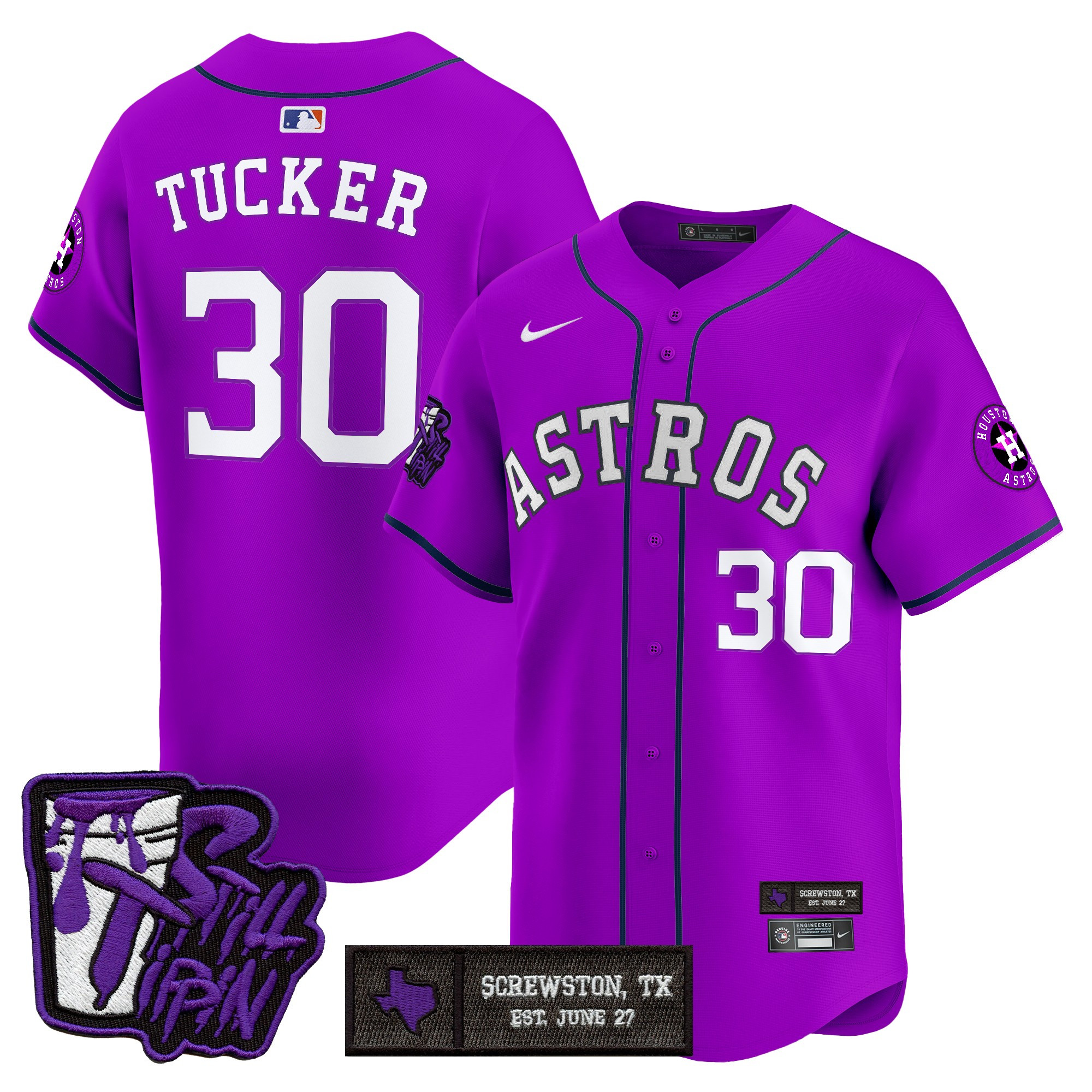 Men's Houston Astros DJ Screw Still Tippin Purple Patch Vapor Premier Limited Jersey - Stitched