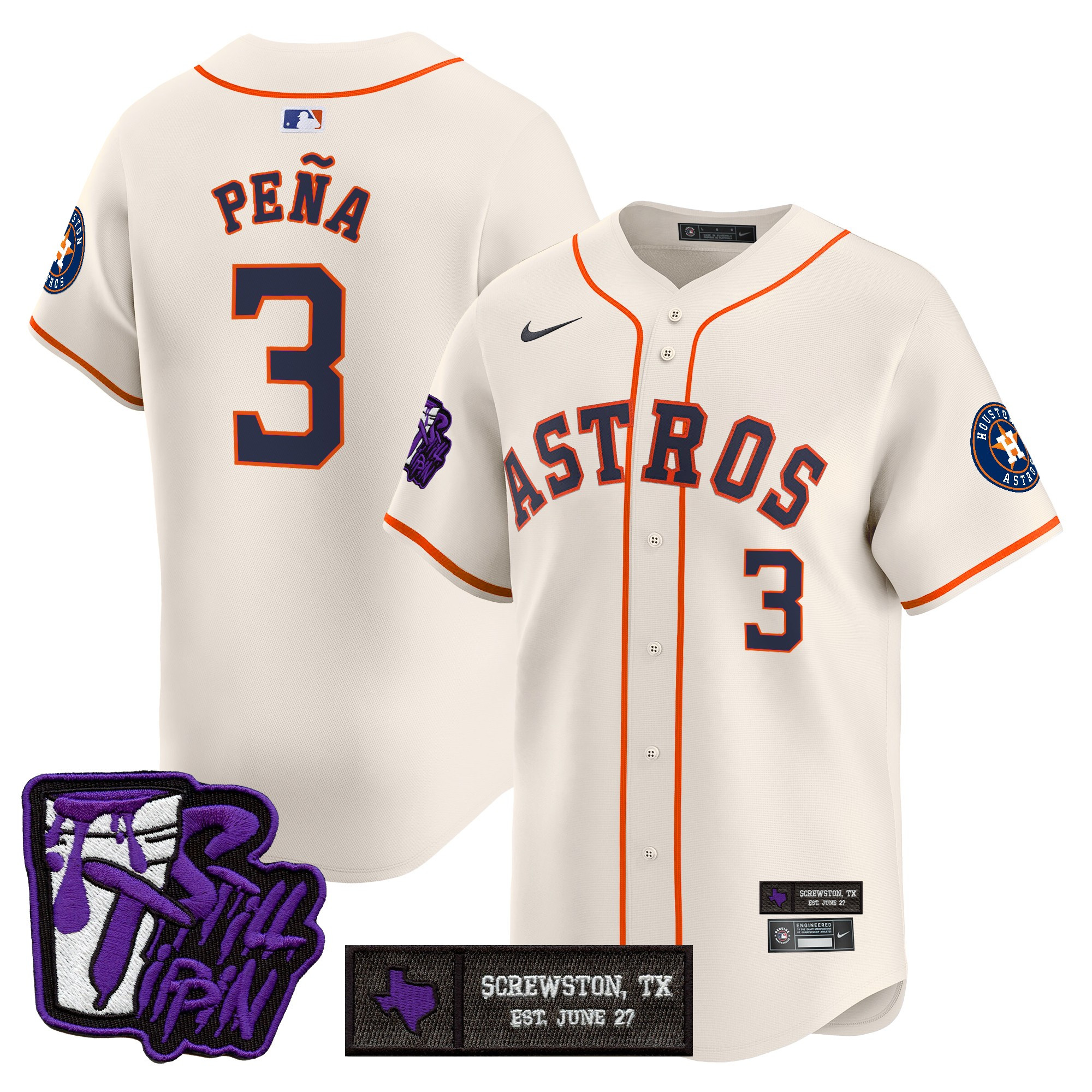 Men's Houston Astros DJ Screw Still Tippin Purple Patch Vapor Premier Limited Jersey - Stitched