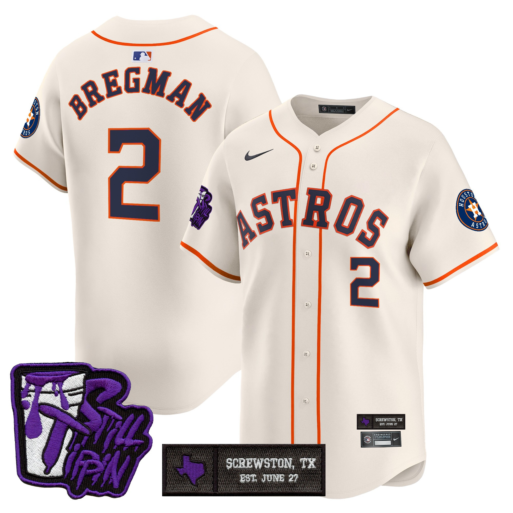 Men's Houston Astros DJ Screw Still Tippin Purple Patch Vapor Premier Limited Jersey - Stitched