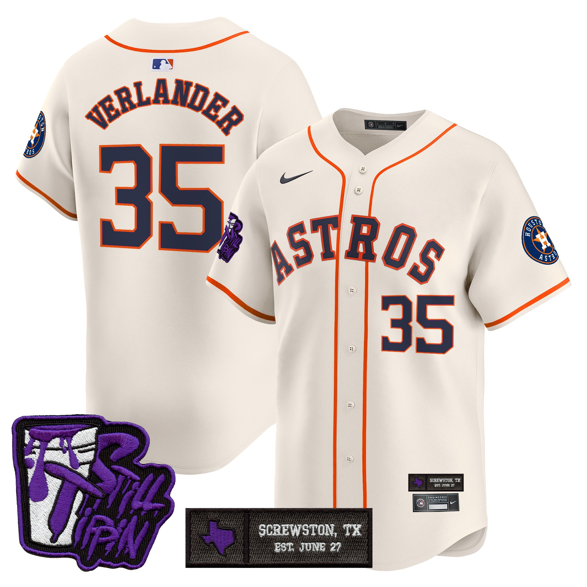 Men's Houston Astros DJ Screw Still Tippin Purple Patch Vapor Premier Limited Jersey - Stitched