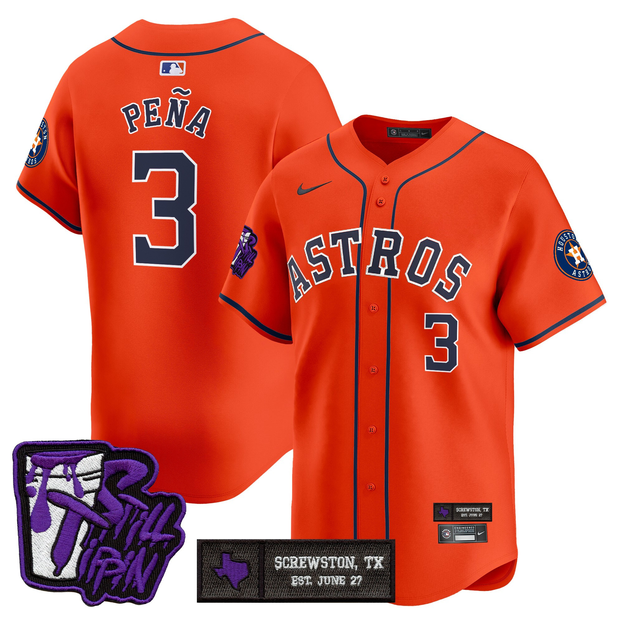Men's Houston Astros DJ Screw Still Tippin Purple Patch Vapor Premier Limited Jersey - Stitched