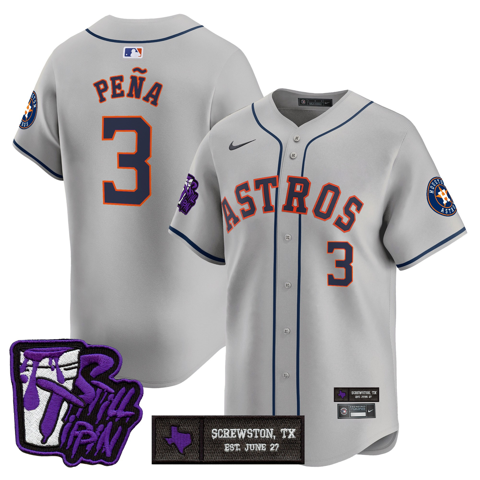 Men's Houston Astros DJ Screw Still Tippin Purple Patch Vapor Premier Limited Jersey - Stitched