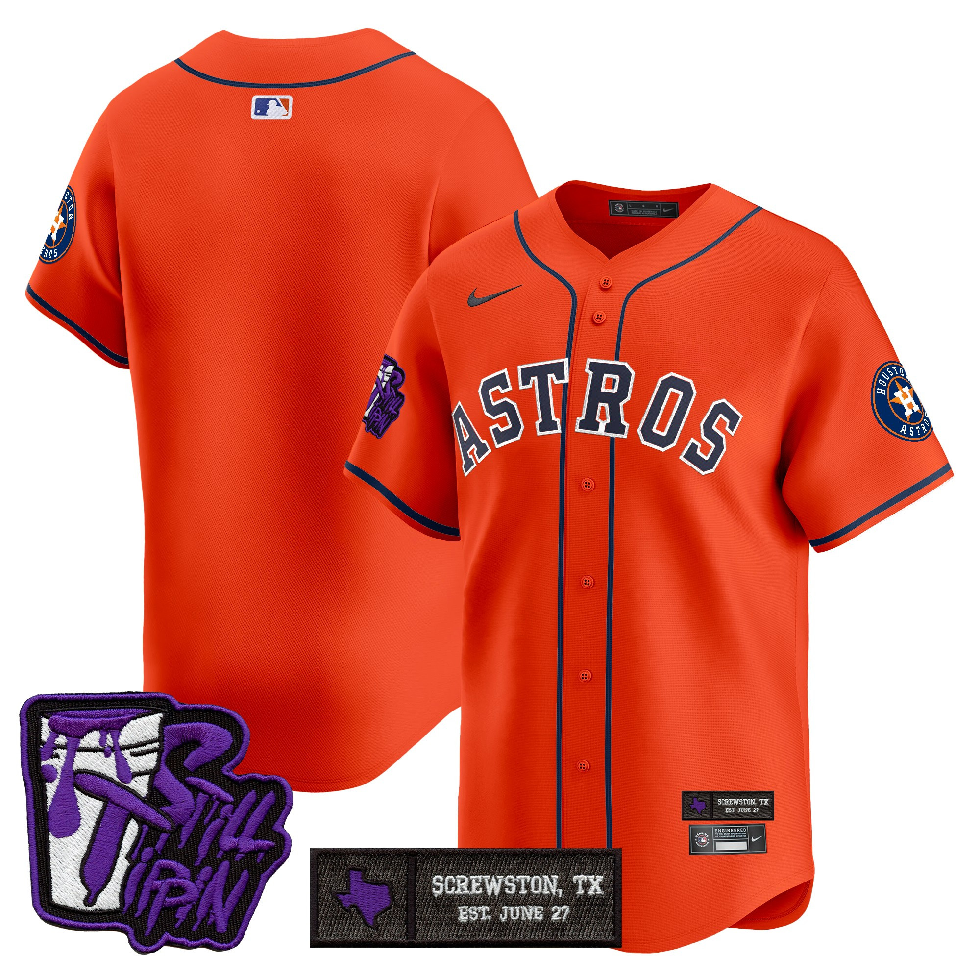 Men's Houston Astros DJ Screw Still Tippin Purple Patch Vapor Premier Limited Jersey - Stitched