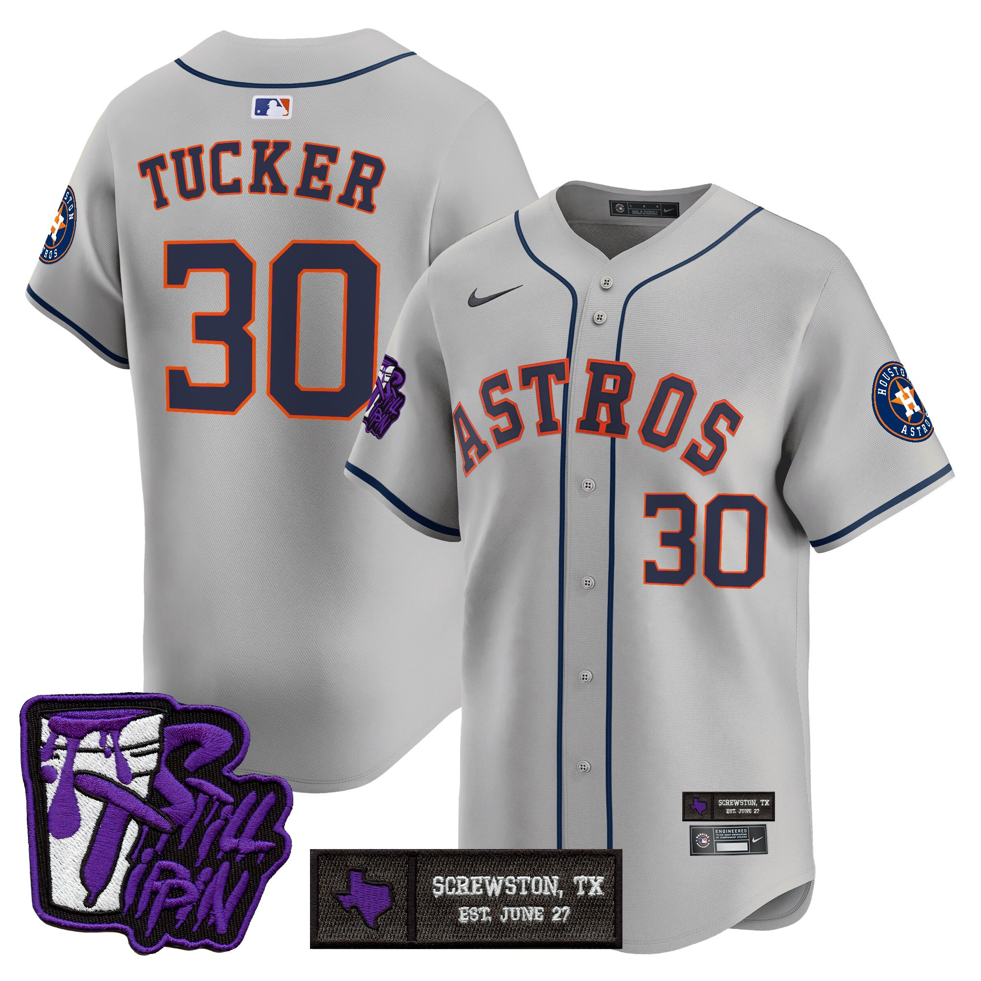 Men's Houston Astros DJ Screw Still Tippin Purple Patch Vapor Premier Limited Jersey - Stitched