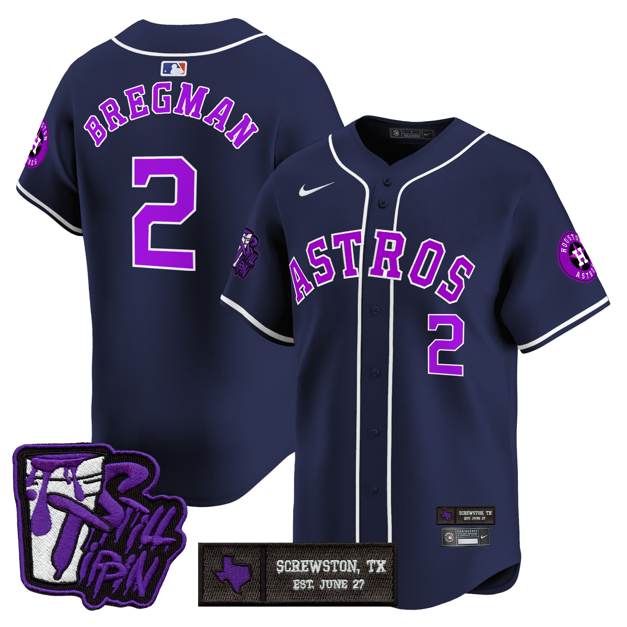 Men's Houston Astros DJ Screw Still Tippin Purple Patch Vapor Premier Limited Jersey - Stitched