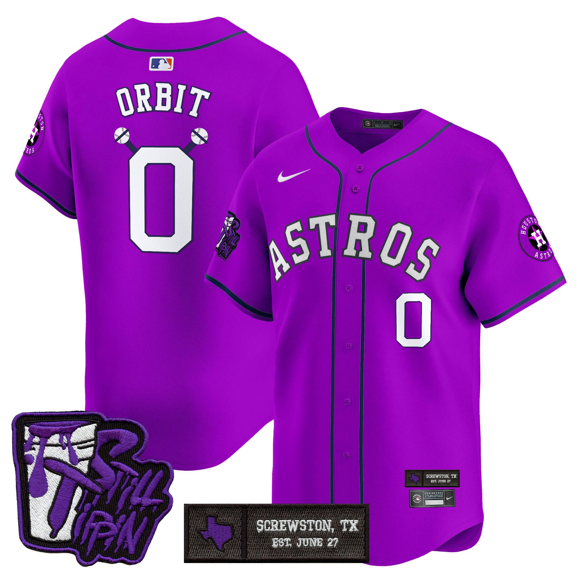 Men's Houston Astros DJ Screw Still Tippin Purple Patch Vapor Premier Limited Jersey - Stitched