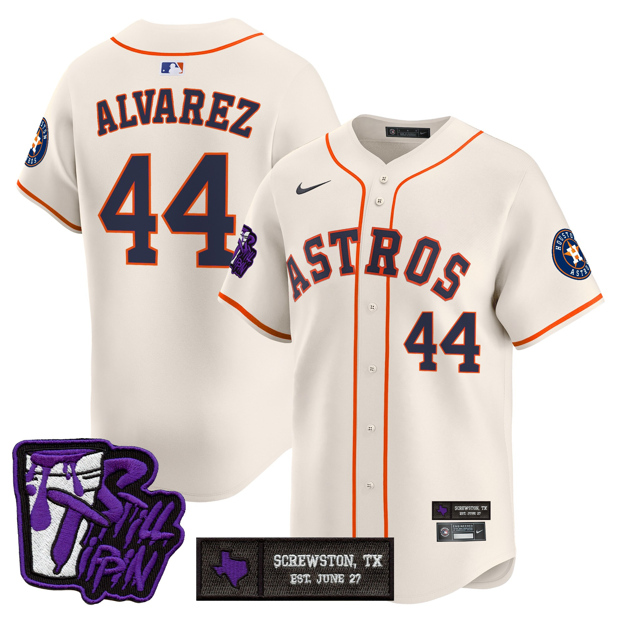 Men's Houston Astros DJ Screw Still Tippin Purple Patch Vapor Premier Limited Jersey - Stitched