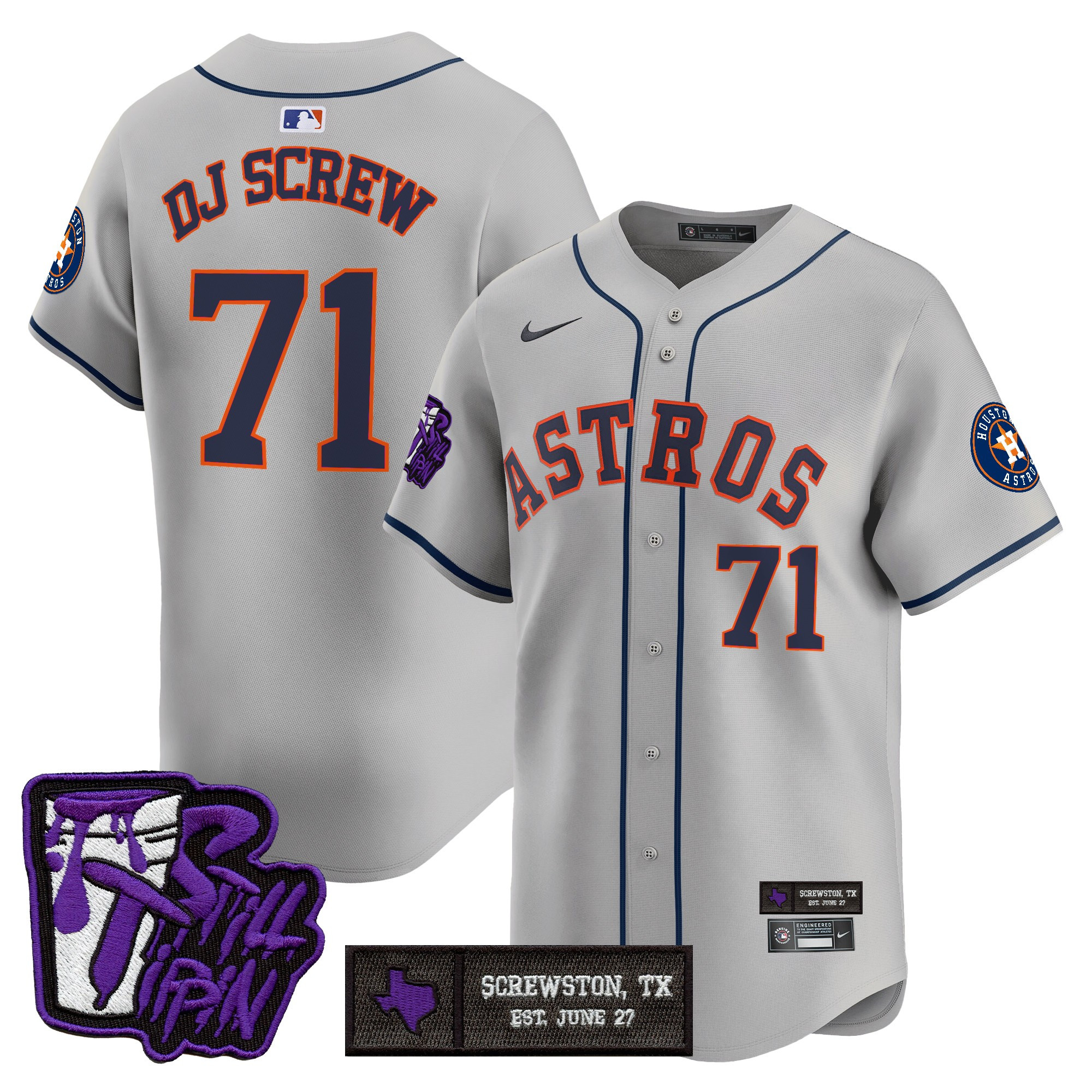 Men's Houston Astros DJ Screw Still Tippin Purple Patch Vapor Premier Limited Jersey - Stitched